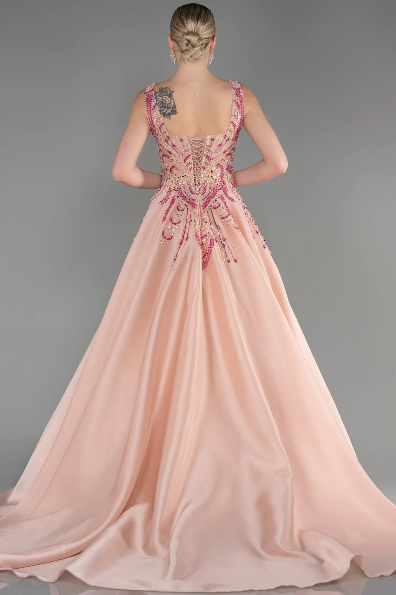 Powder Color-Long Special Design Engagement Dress ABU3746