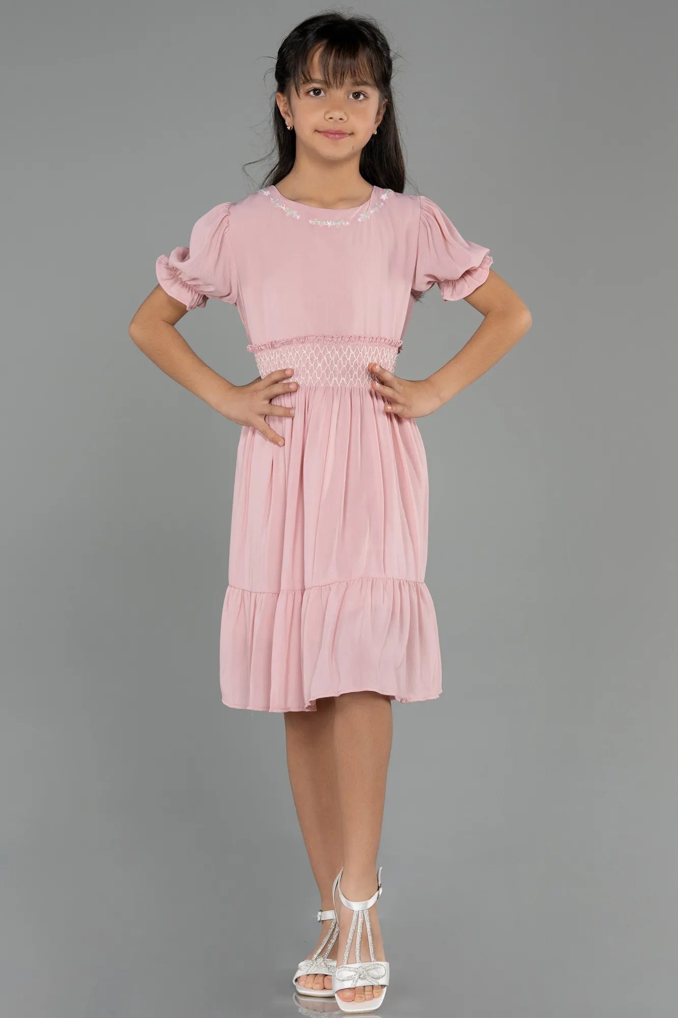 Powder Color-Midi Girl Dress ABK1948