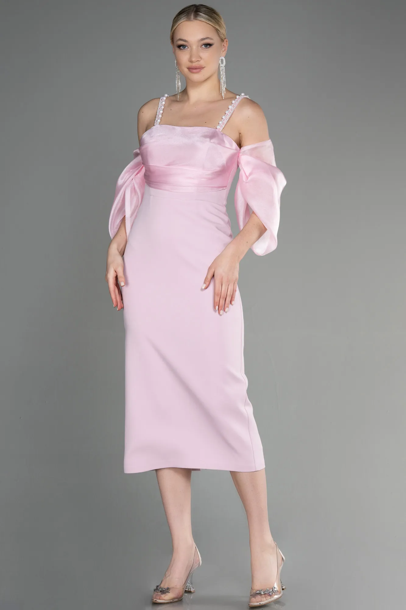 Powder Color-Midi Invitation Dress ABK1906