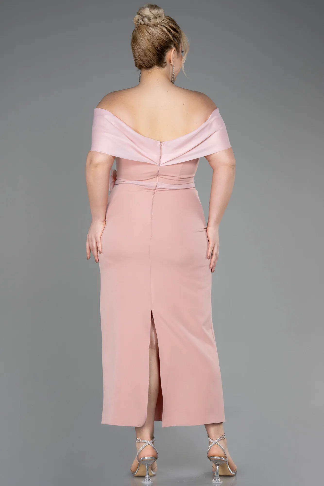 Powder Color-Midi Plus Size Cocktail Dress ABK2015