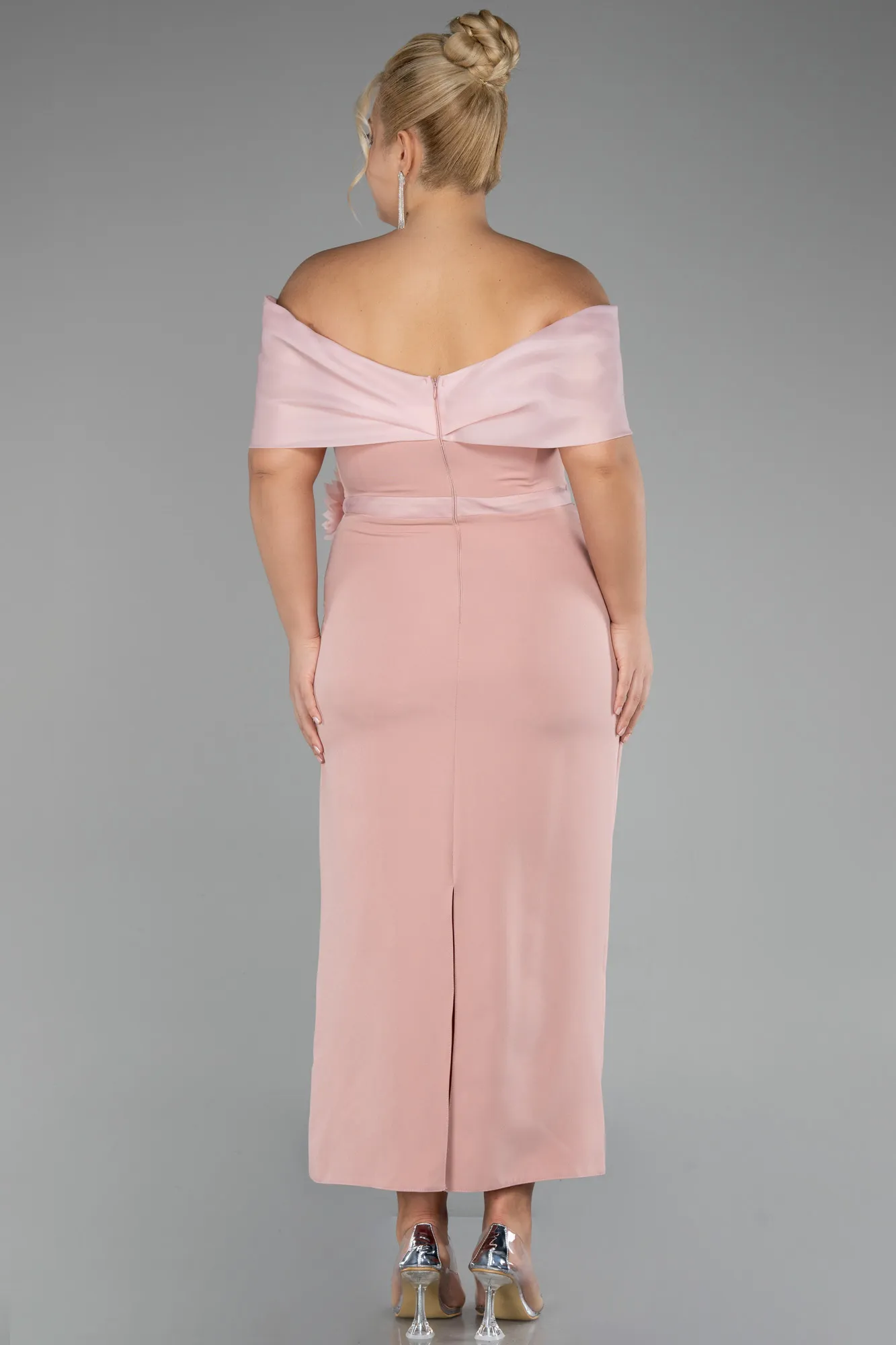 Powder Color-Midi Plus Size Cocktail Dress ABK2015