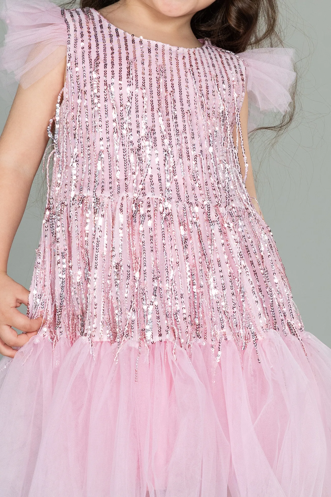 Powder Color-Midi Scaly Girl Dress ABK1718
