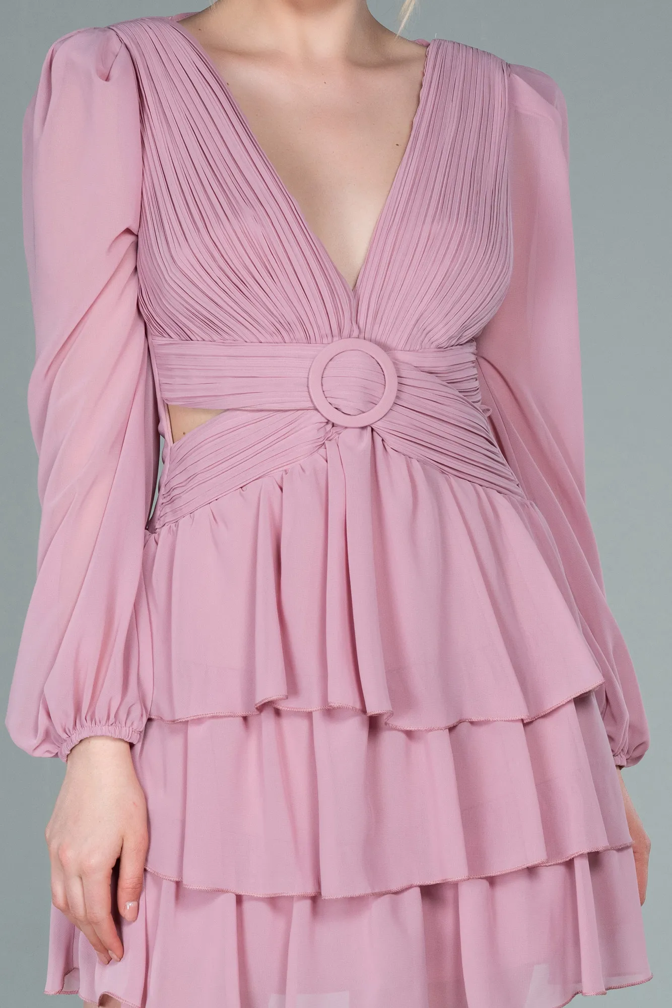 Powder Color-Mini Chiffon Invitation Dress ABK1899