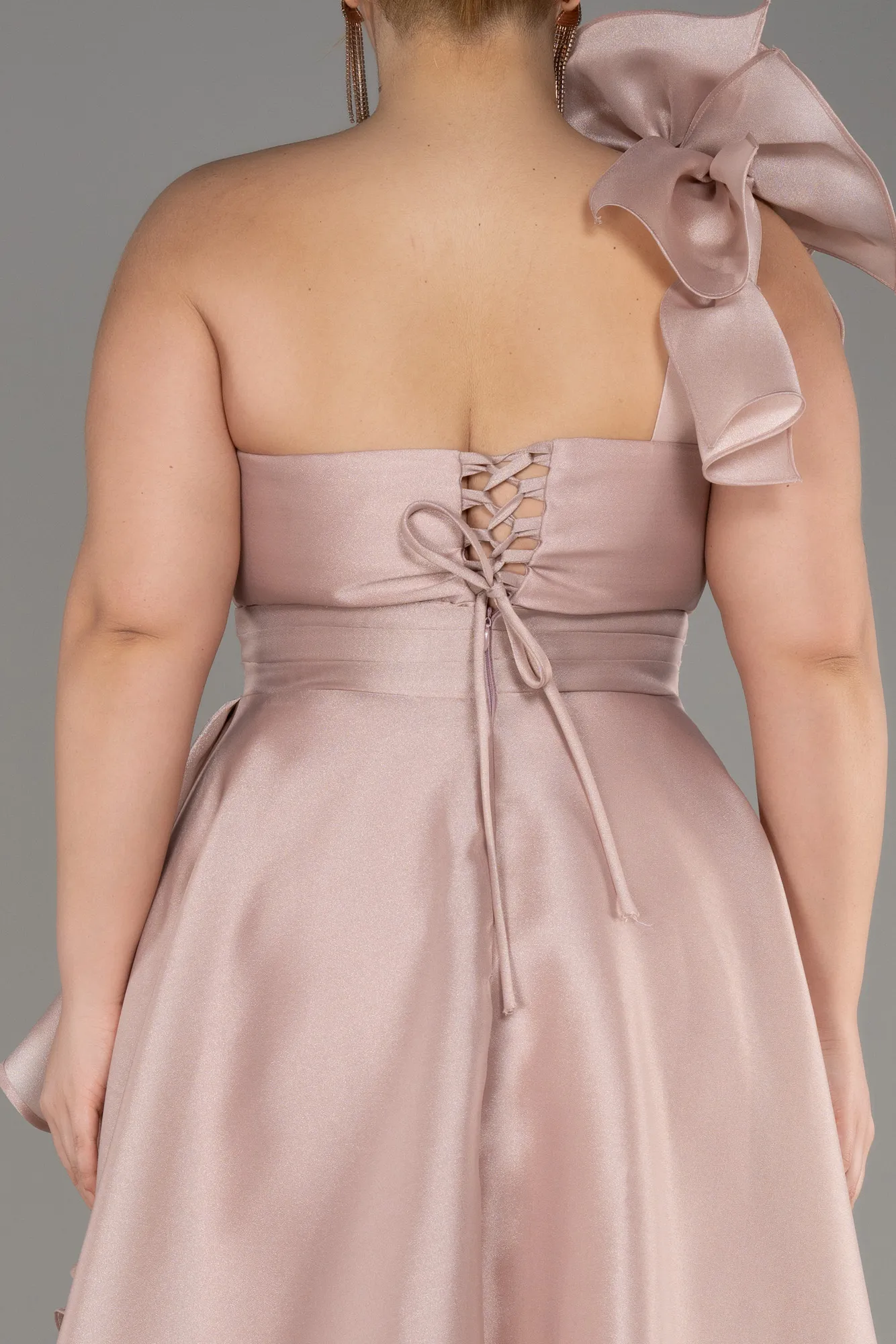 Powder Color-One Shoulder Long Plus Size Prom Dress ABU3940