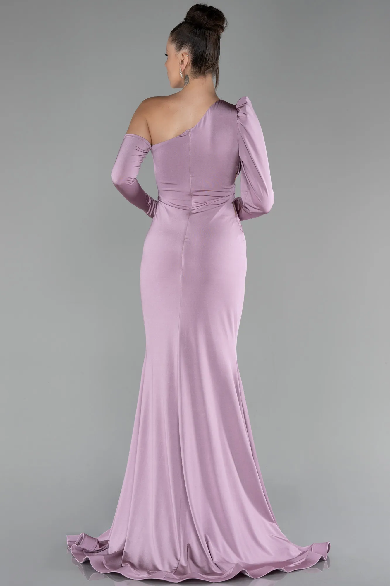 Powder Color-One Sleeve Long Evening Dress ABU3851