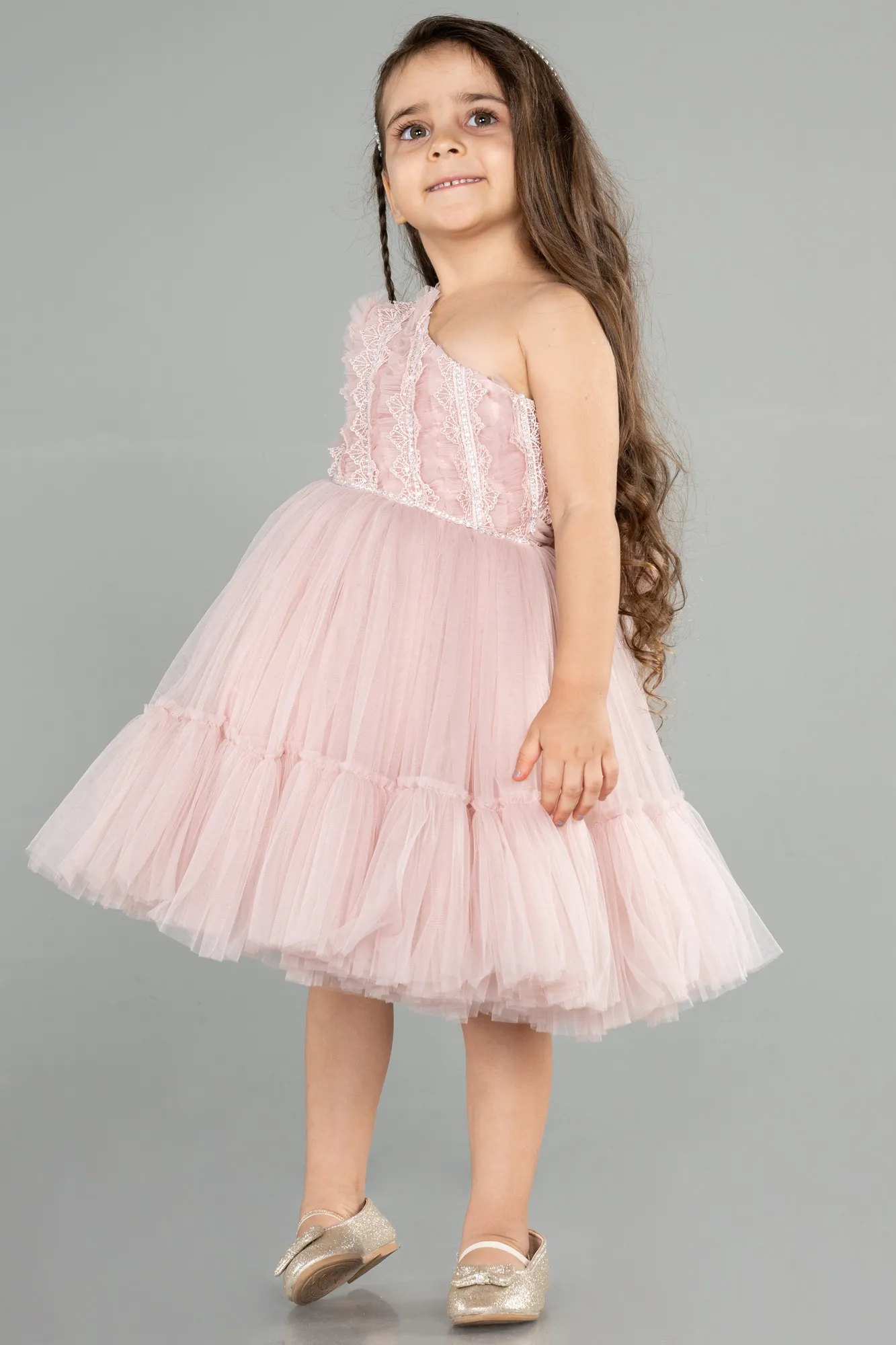 Powder Color-Short Girl Dress ABK1765