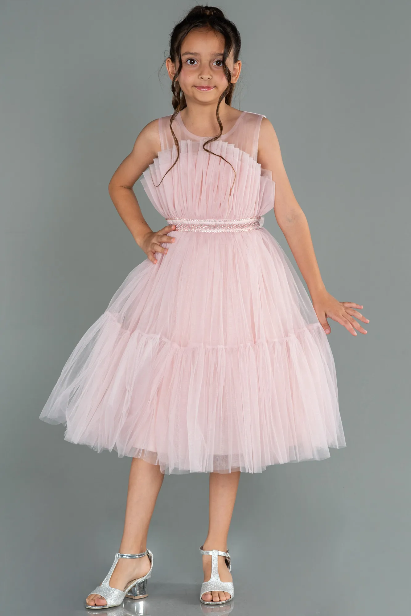 Powder Color-Short Girl Dress ABK1767