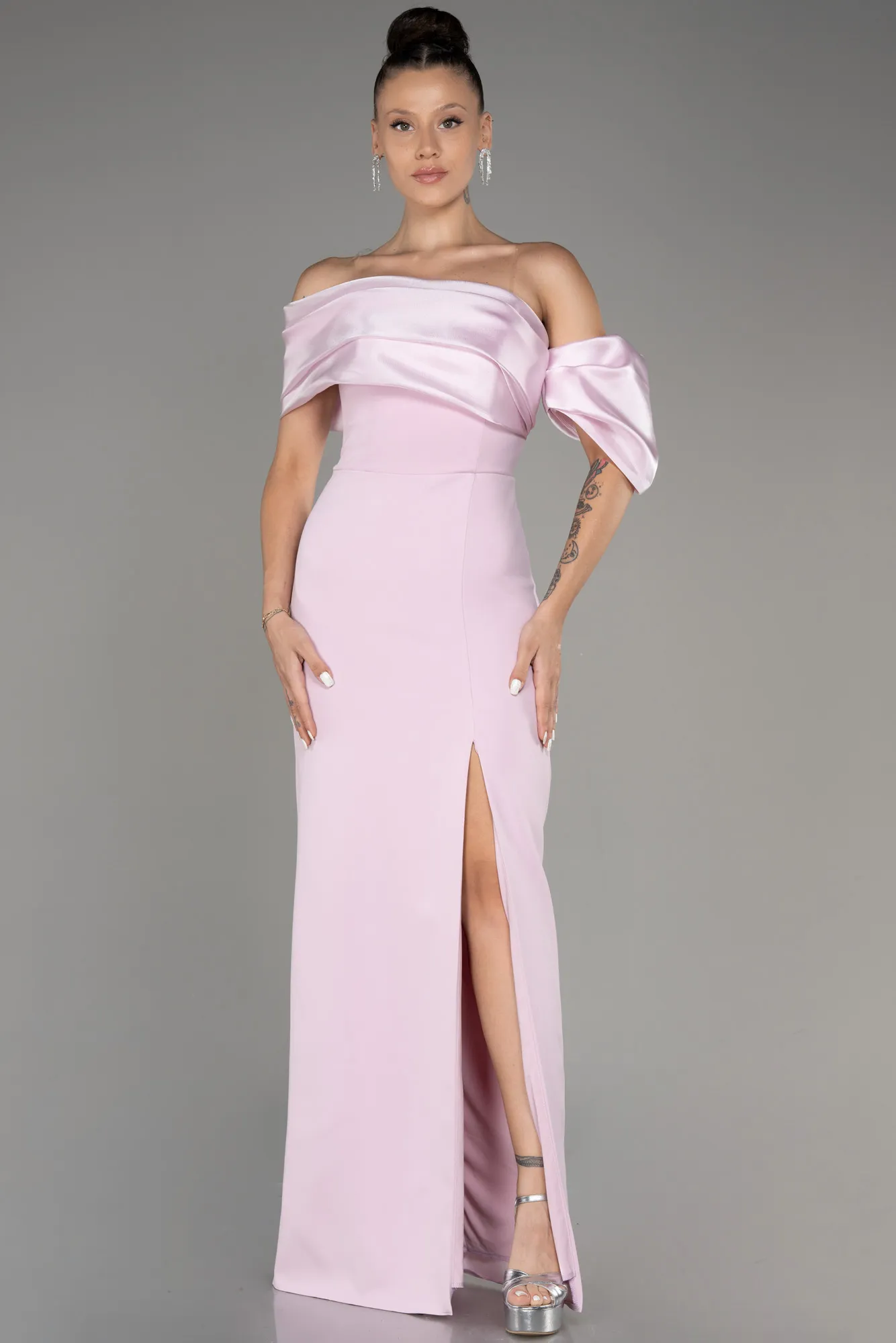 Powder Color-Slit Long Evening Dress ABU4024