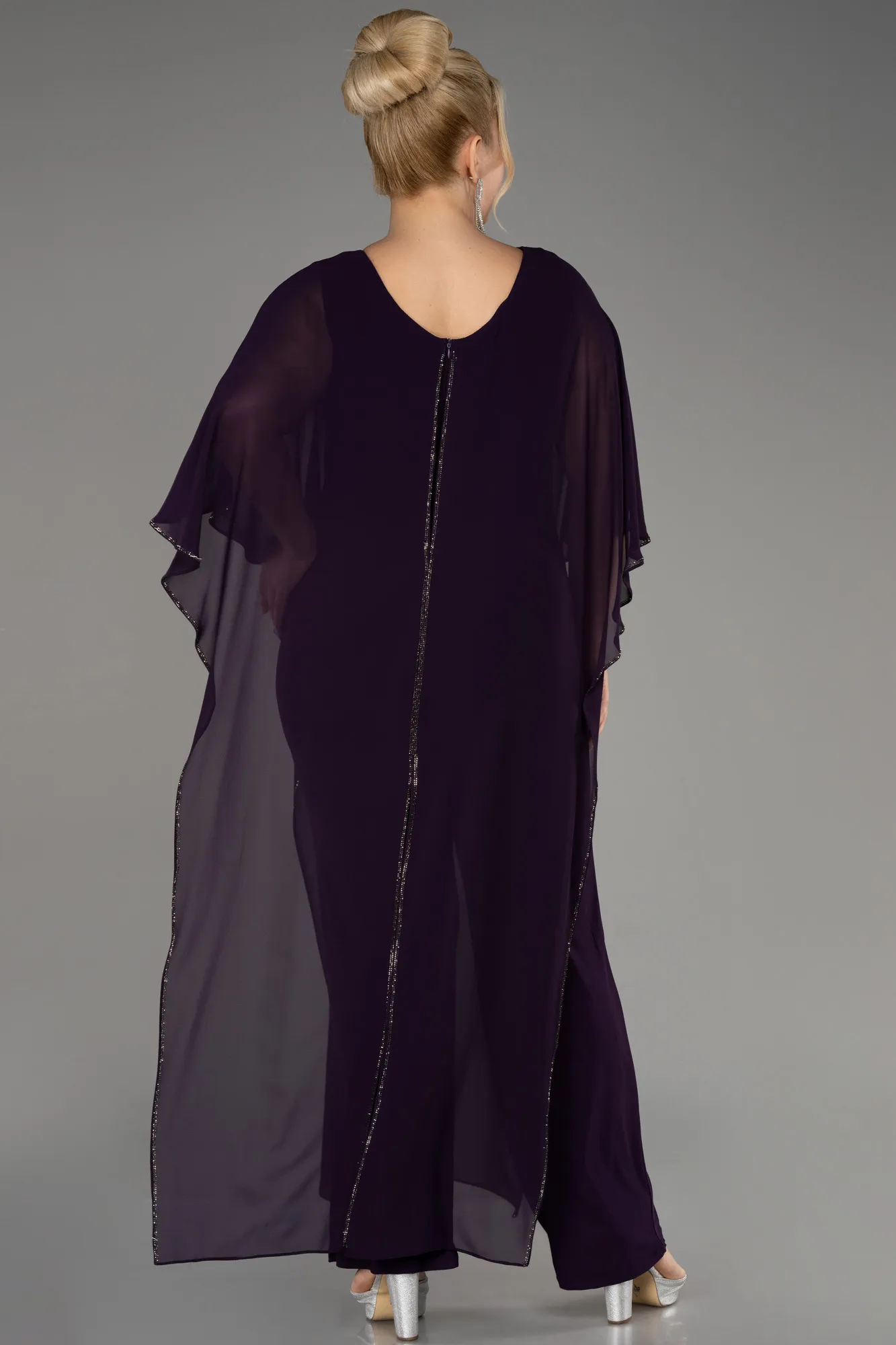 Purple-Chiffon Plus Size Cocktail Dress ABT112