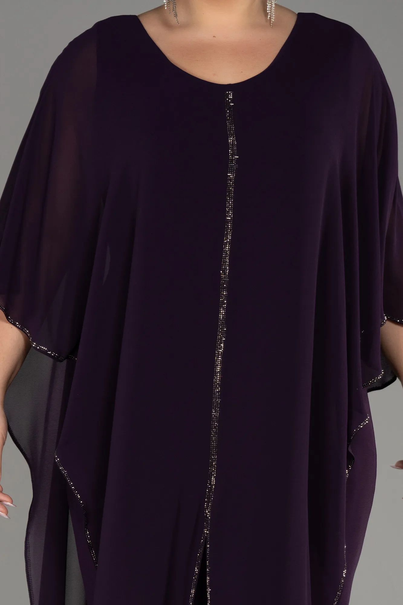 Purple-Chiffon Plus Size Cocktail Dress ABT112