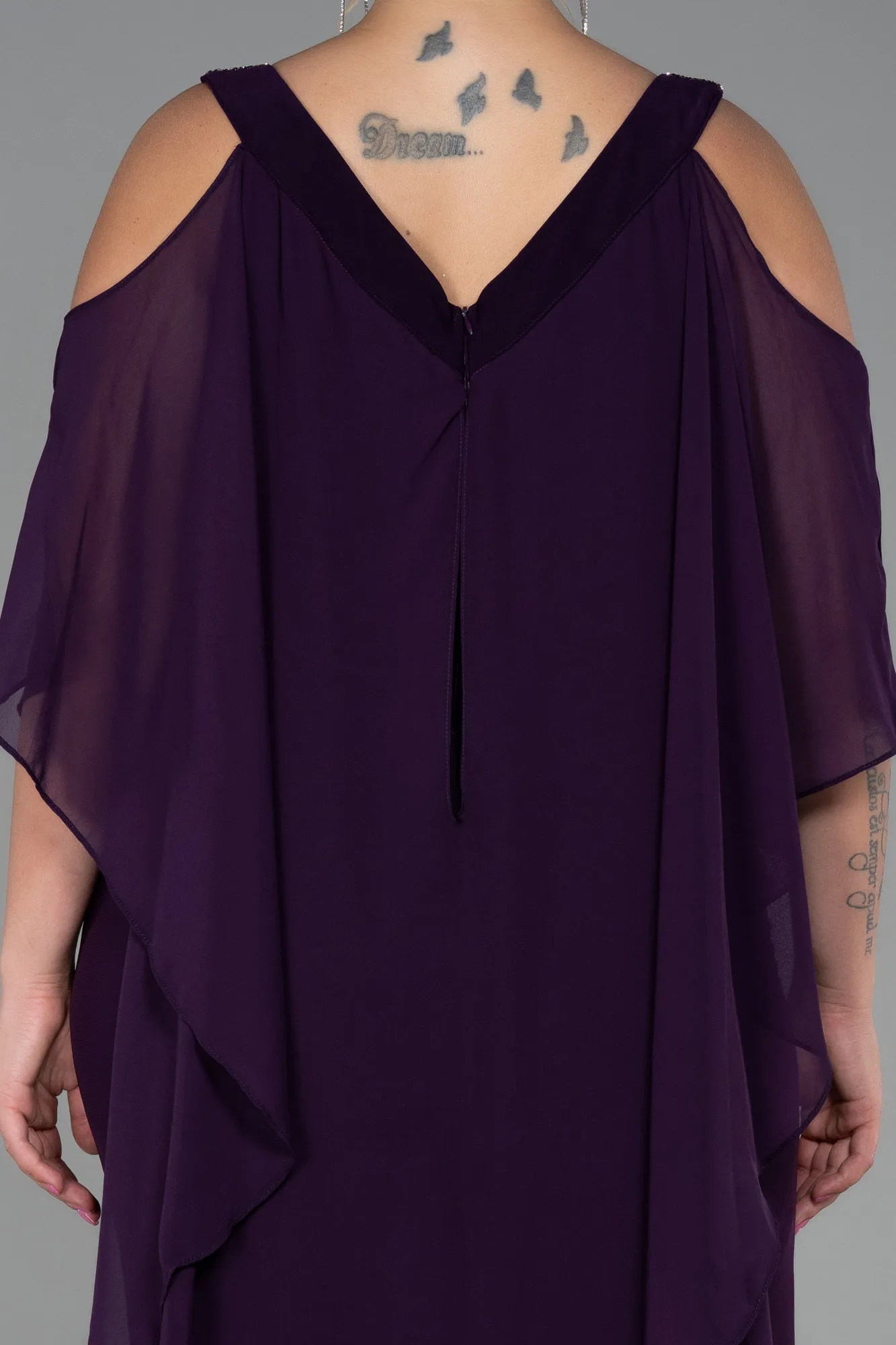 Purple-Chiffon Plus Size Evening Dress ABT096