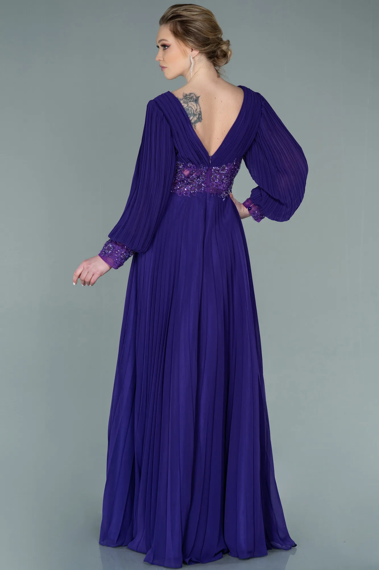 Purple-Long Chiffon Evening Dress ABU2183