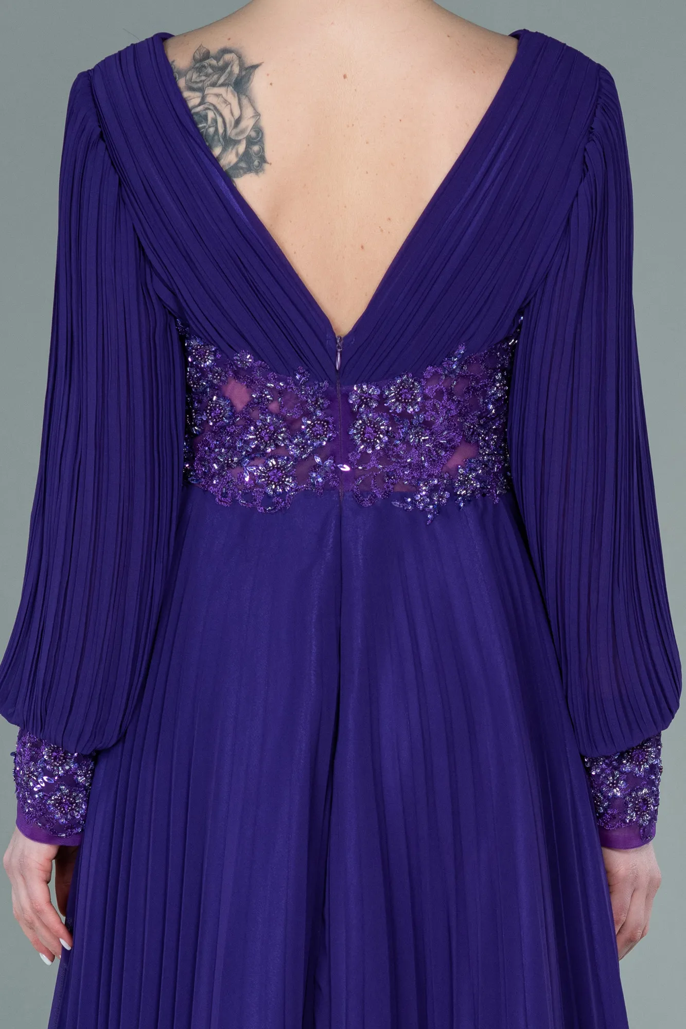 Purple-Long Chiffon Evening Dress ABU2183