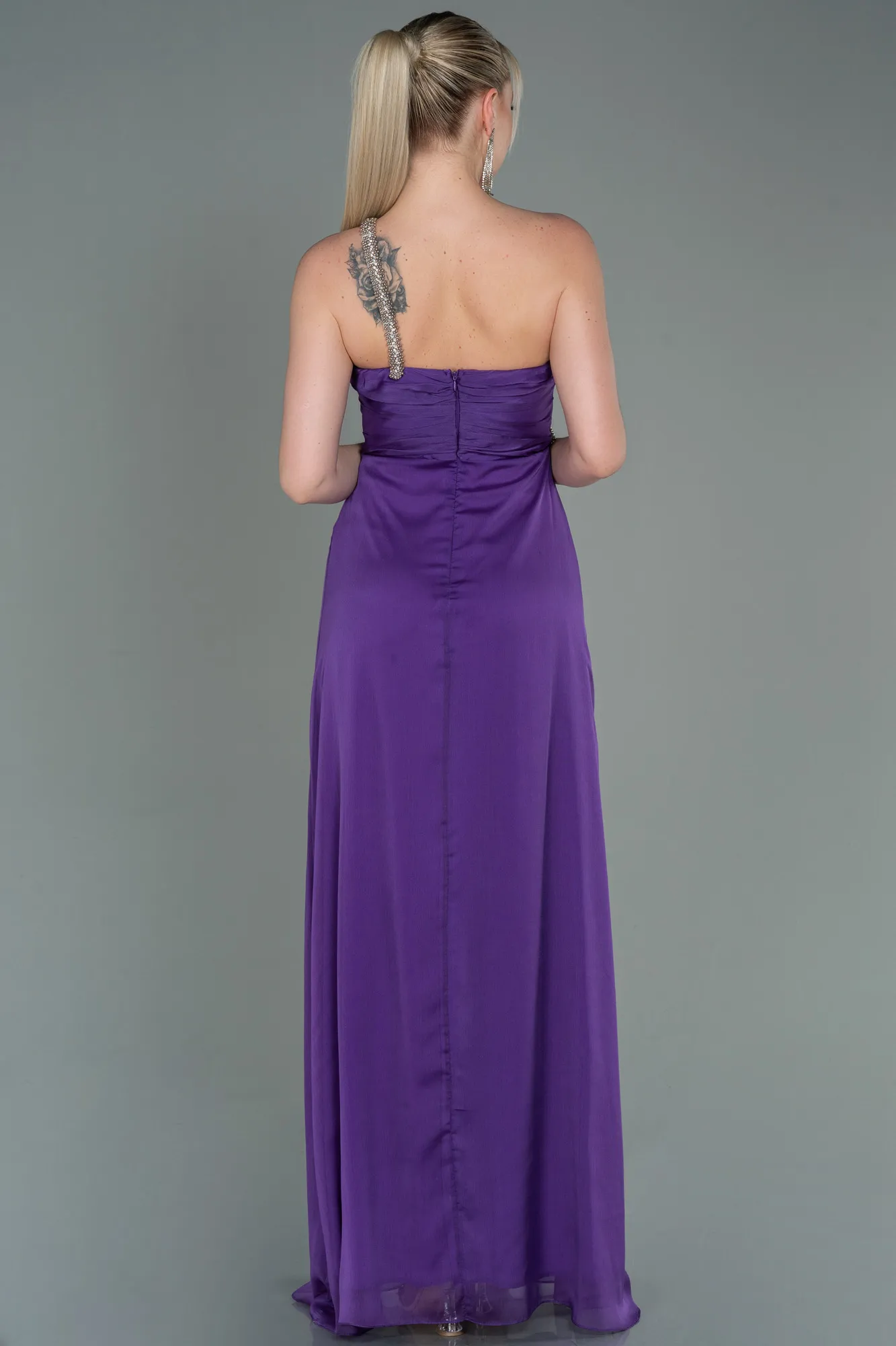 Purple-Long Chiffon Evening Dress ABU3179