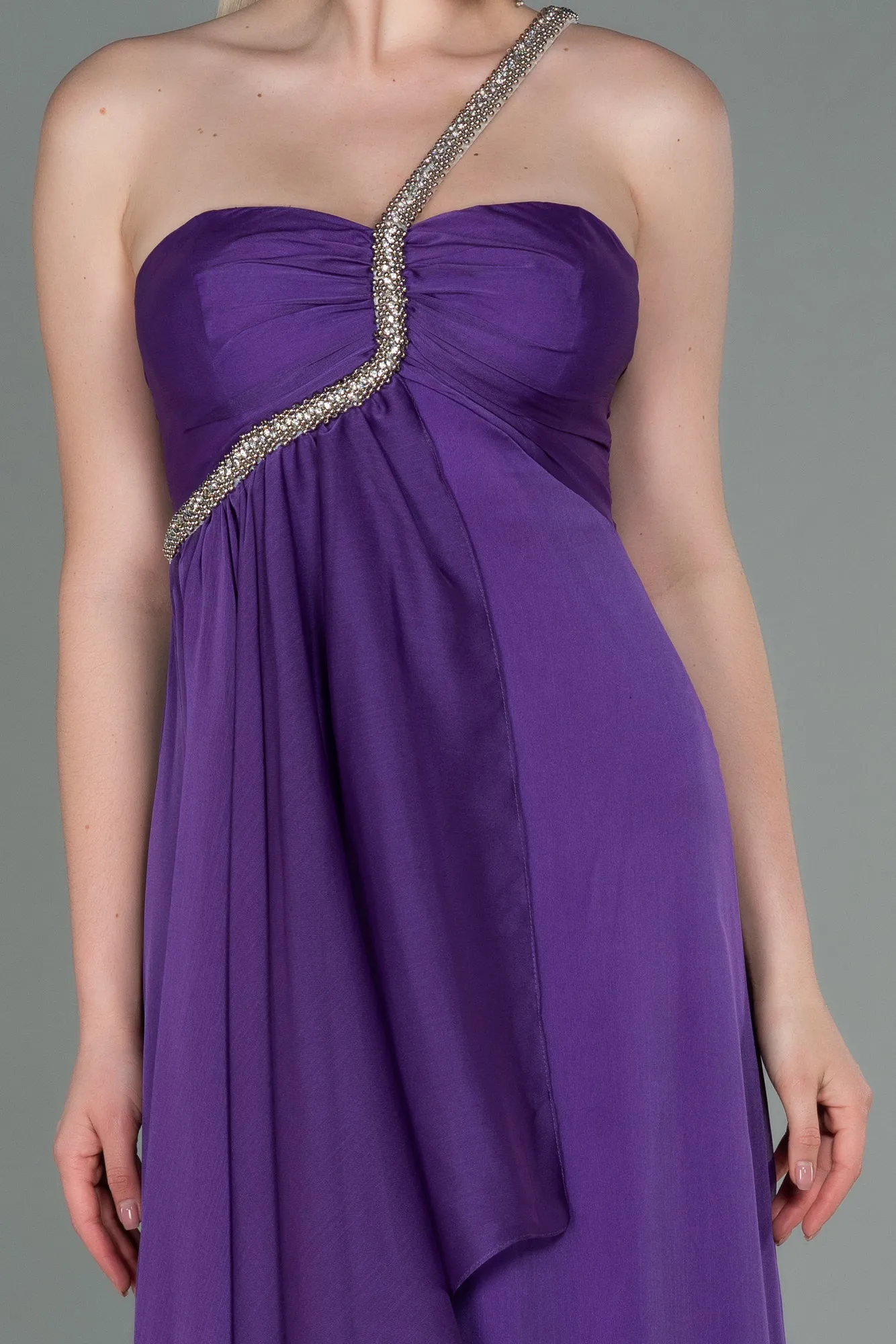 Purple-Long Chiffon Evening Dress ABU3179