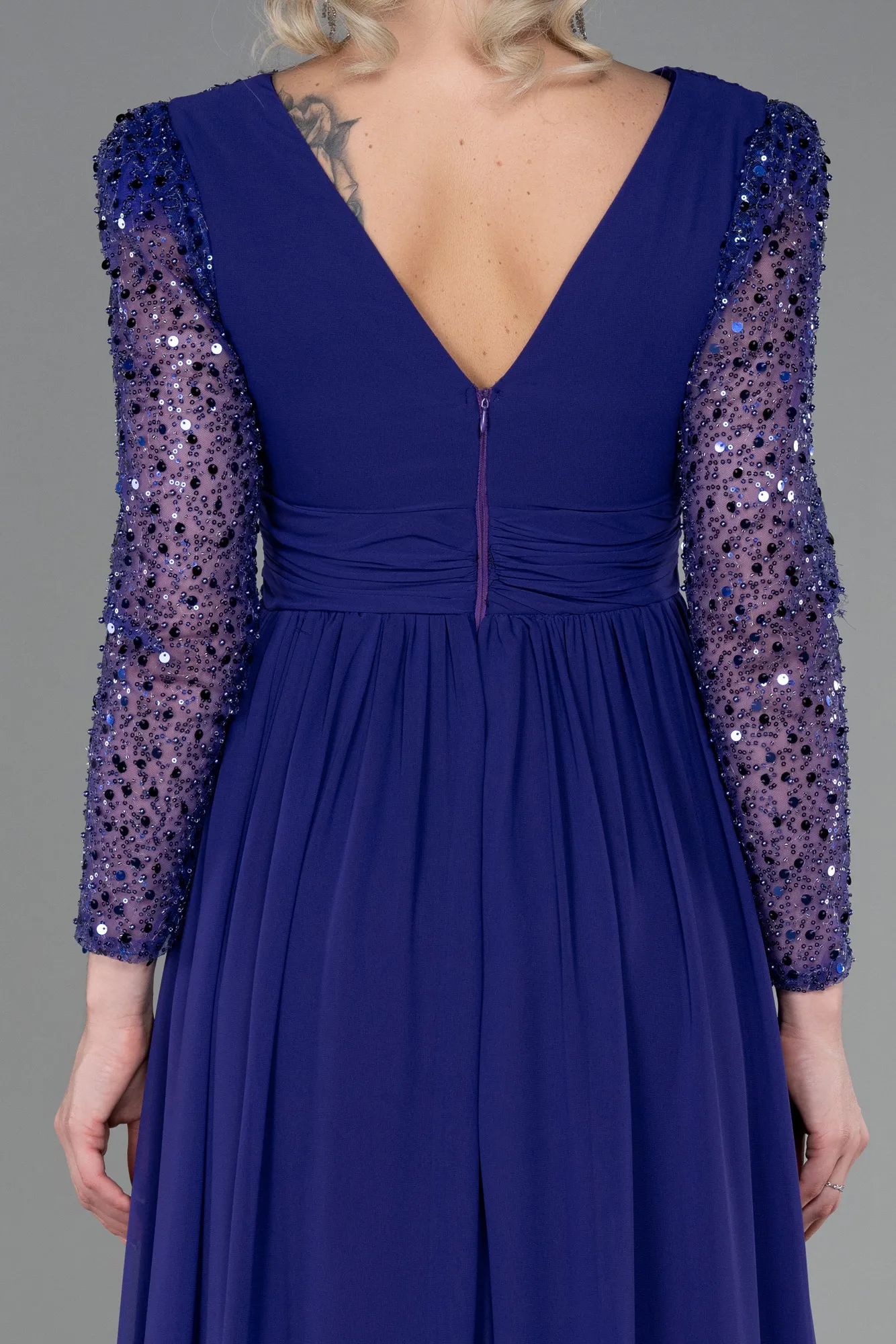 Purple-Long Chiffon Evening Dress ABU3262