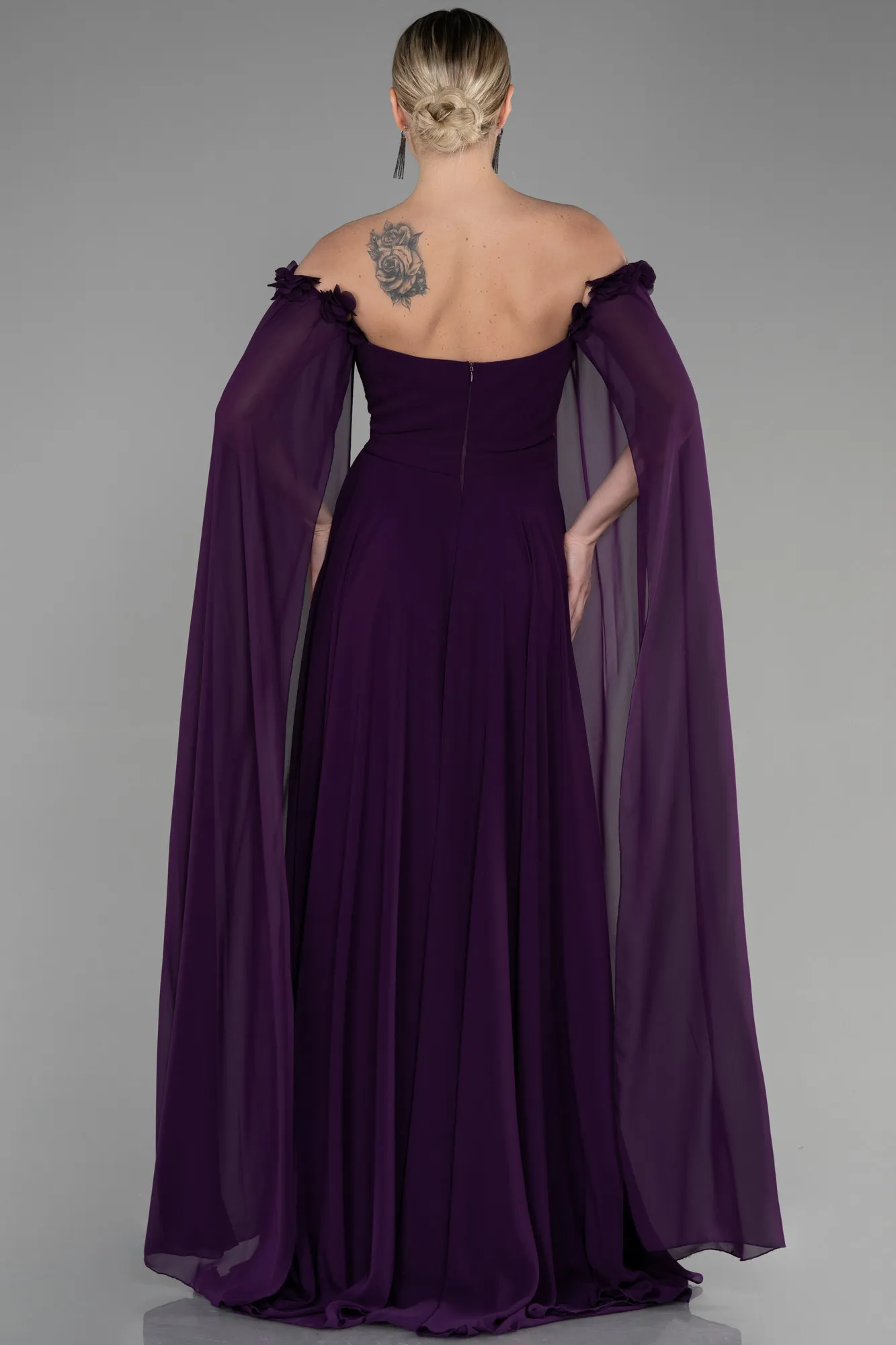 Purple-Long Chiffon Evening Dress ABU3462