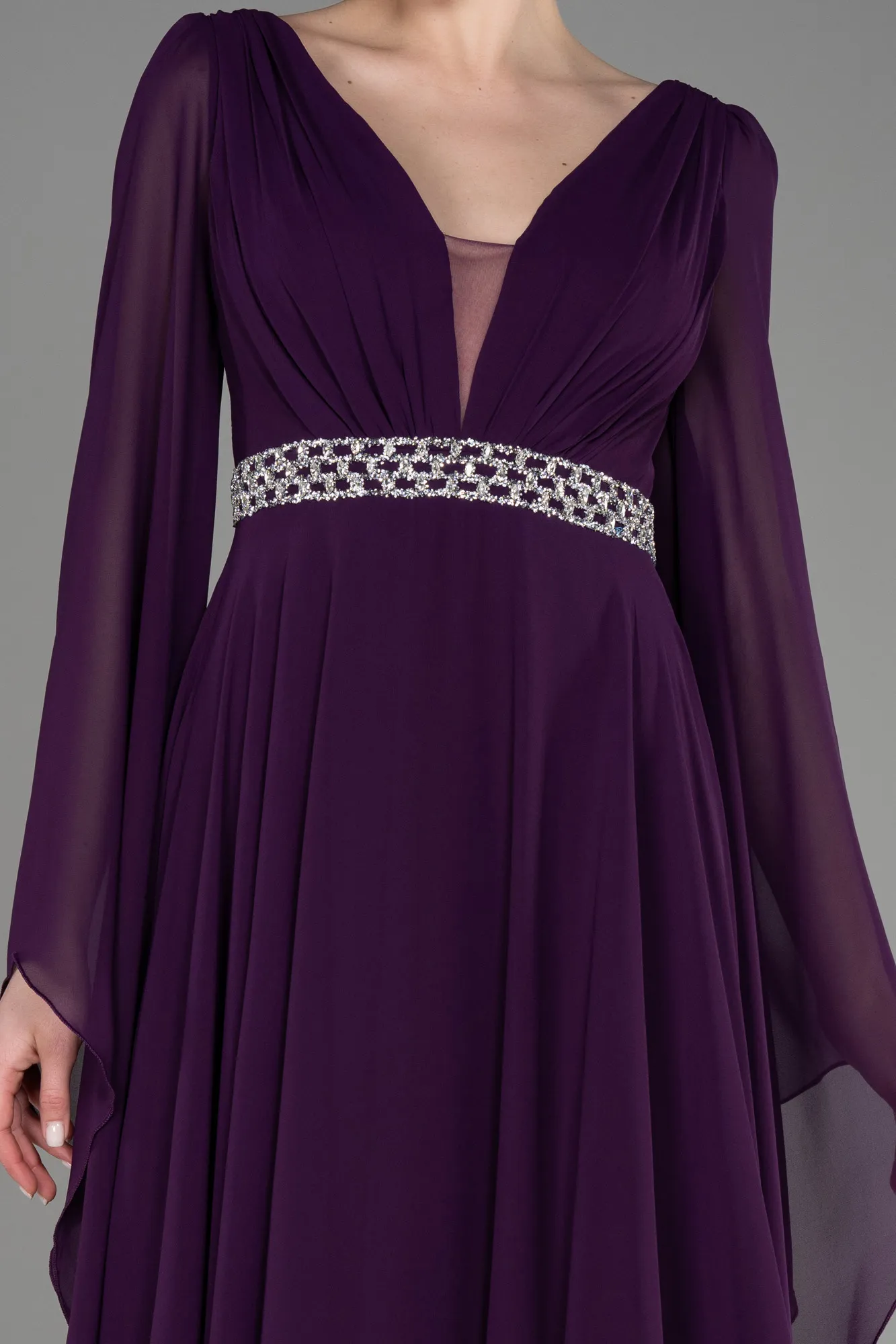 Purple-Long Chiffon Evening Dress ABU3541