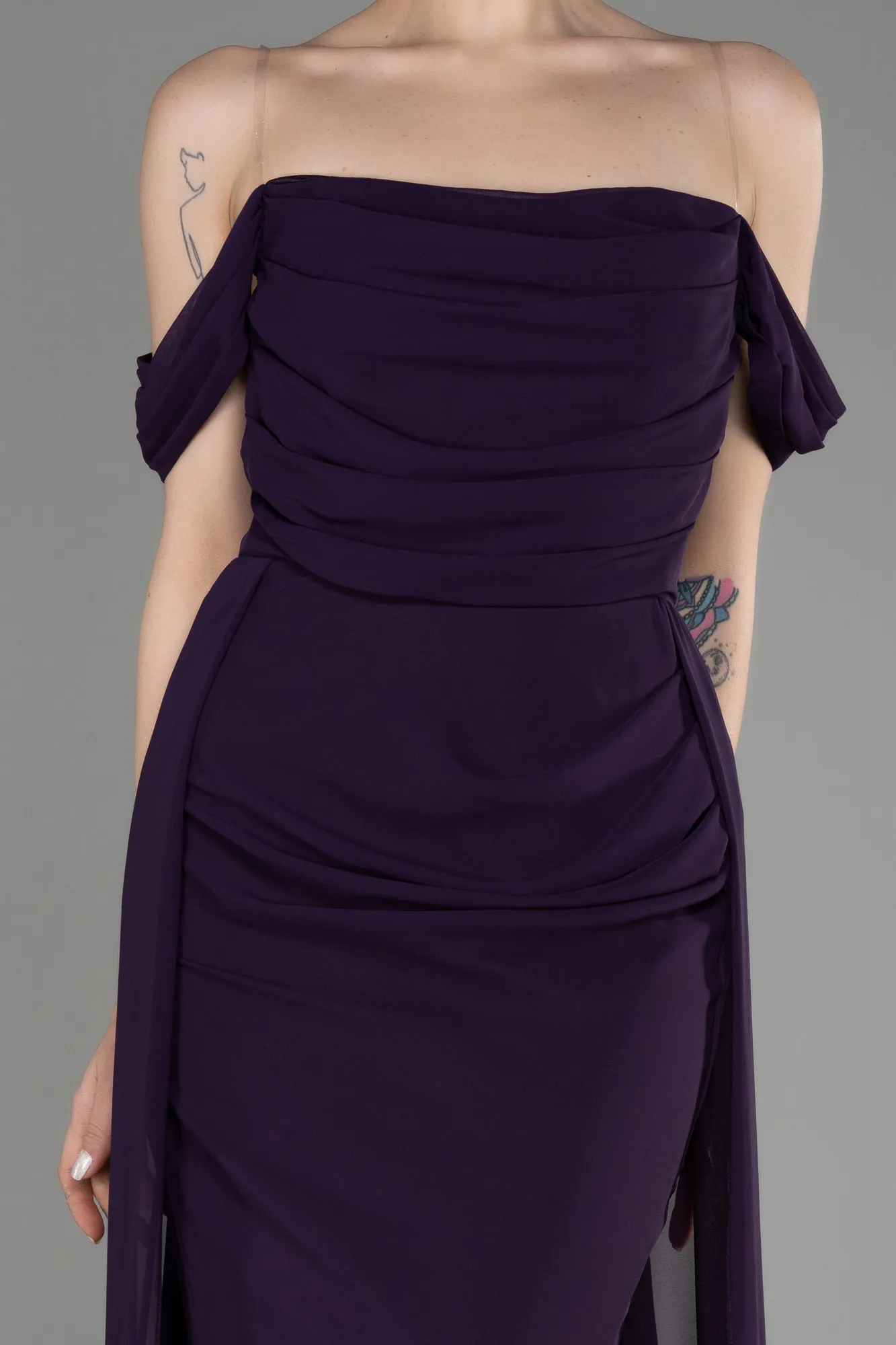 Purple-Long Chiffon Formal Plus Size Dress ABU3803