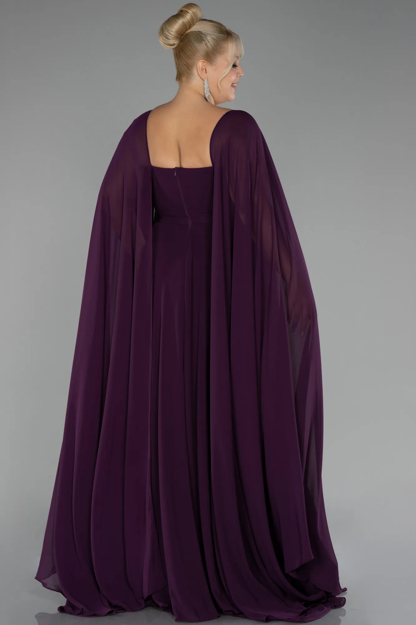 Purple-Long Chiffon Formal Plus Size Dress ABU4161