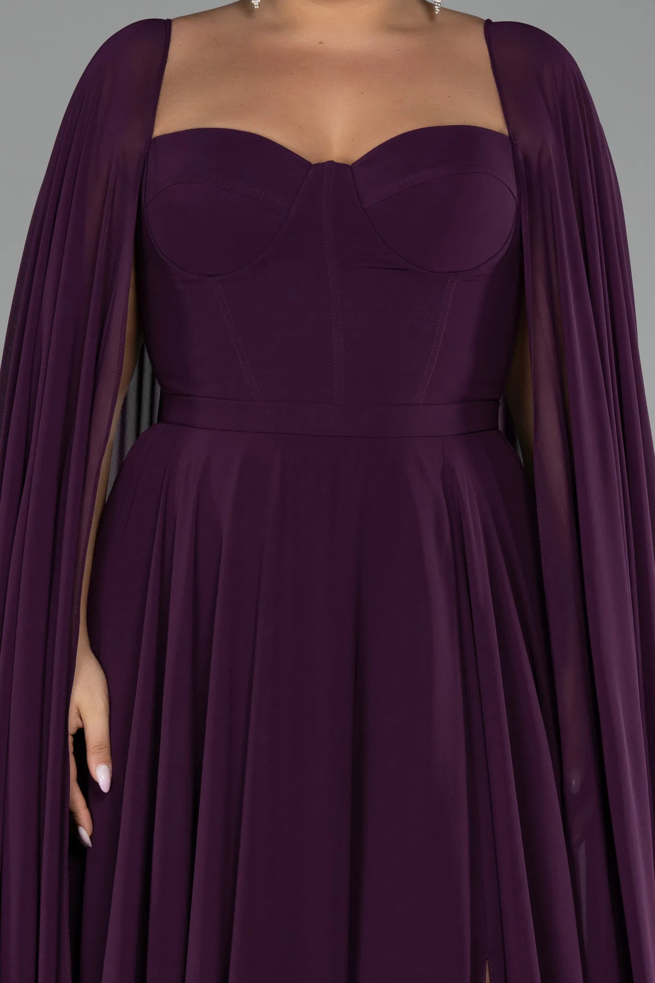 Purple-Long Chiffon Formal Plus Size Dress ABU4161