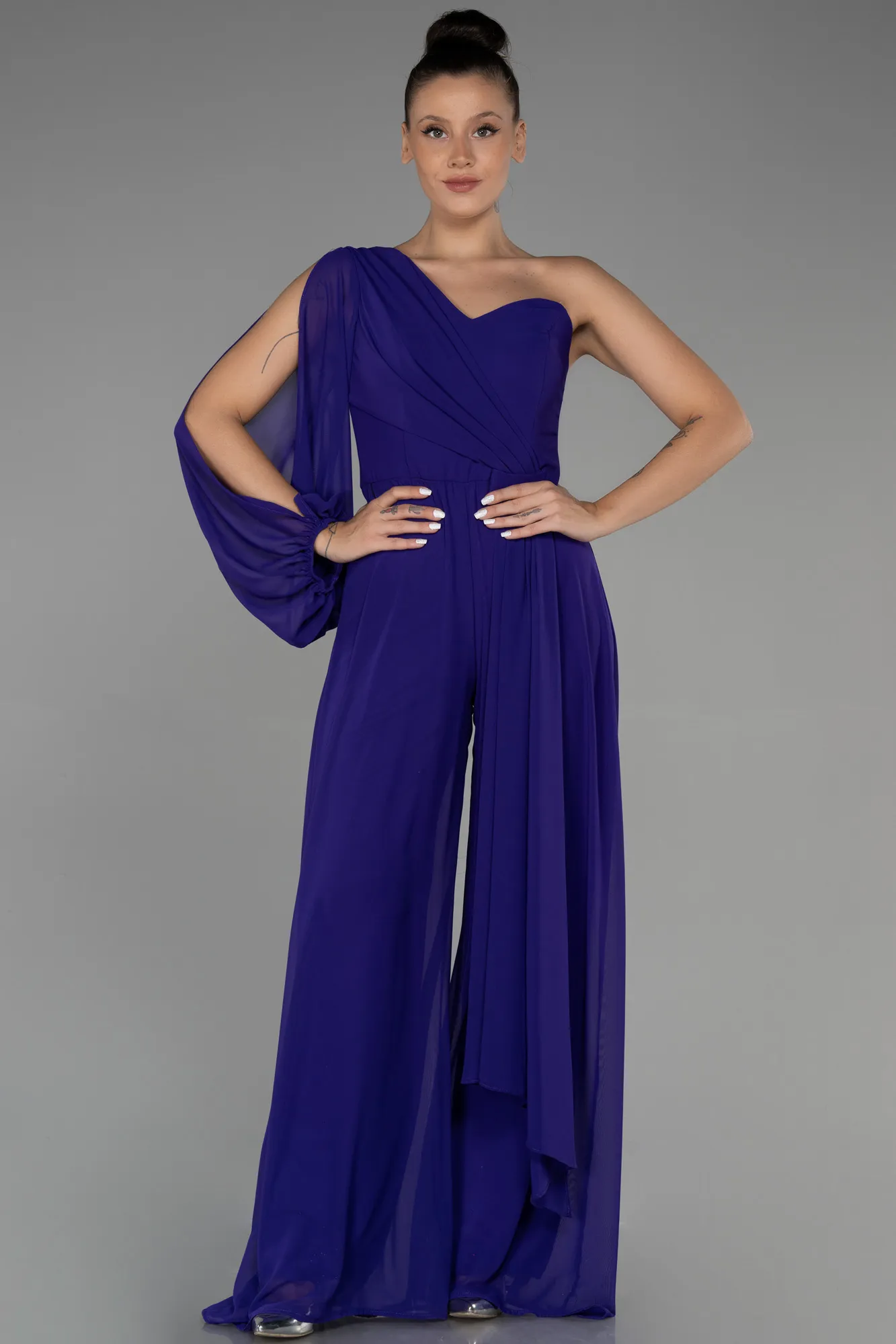 Purple-Long Chiffon Invitation Dress ABT078
