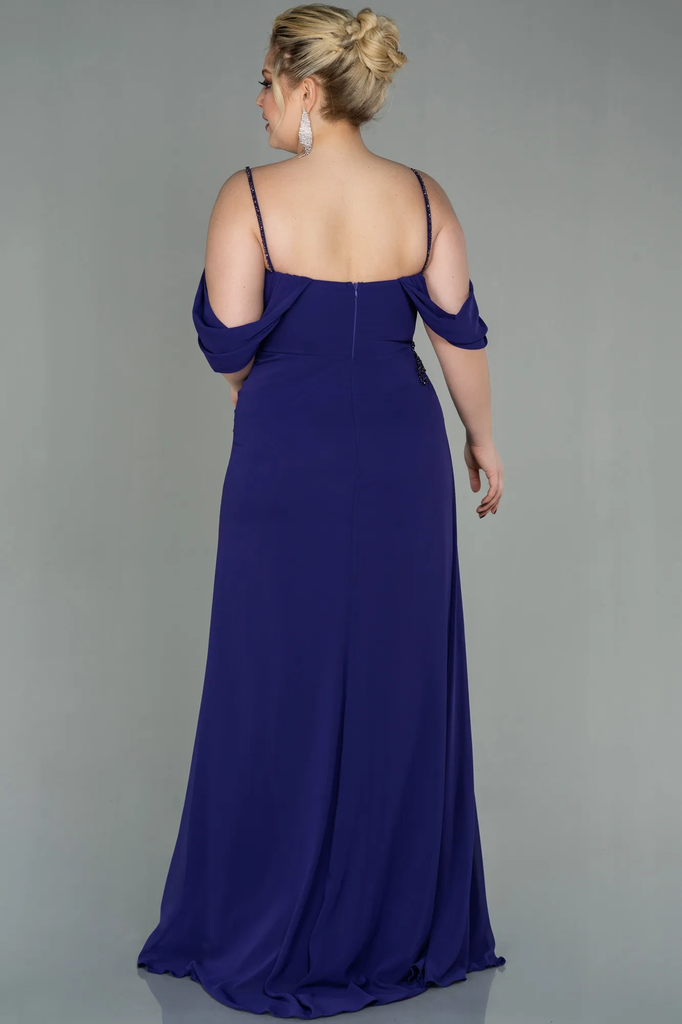 Purple-Long Chiffon Plus Size Evening Dress ABU2929