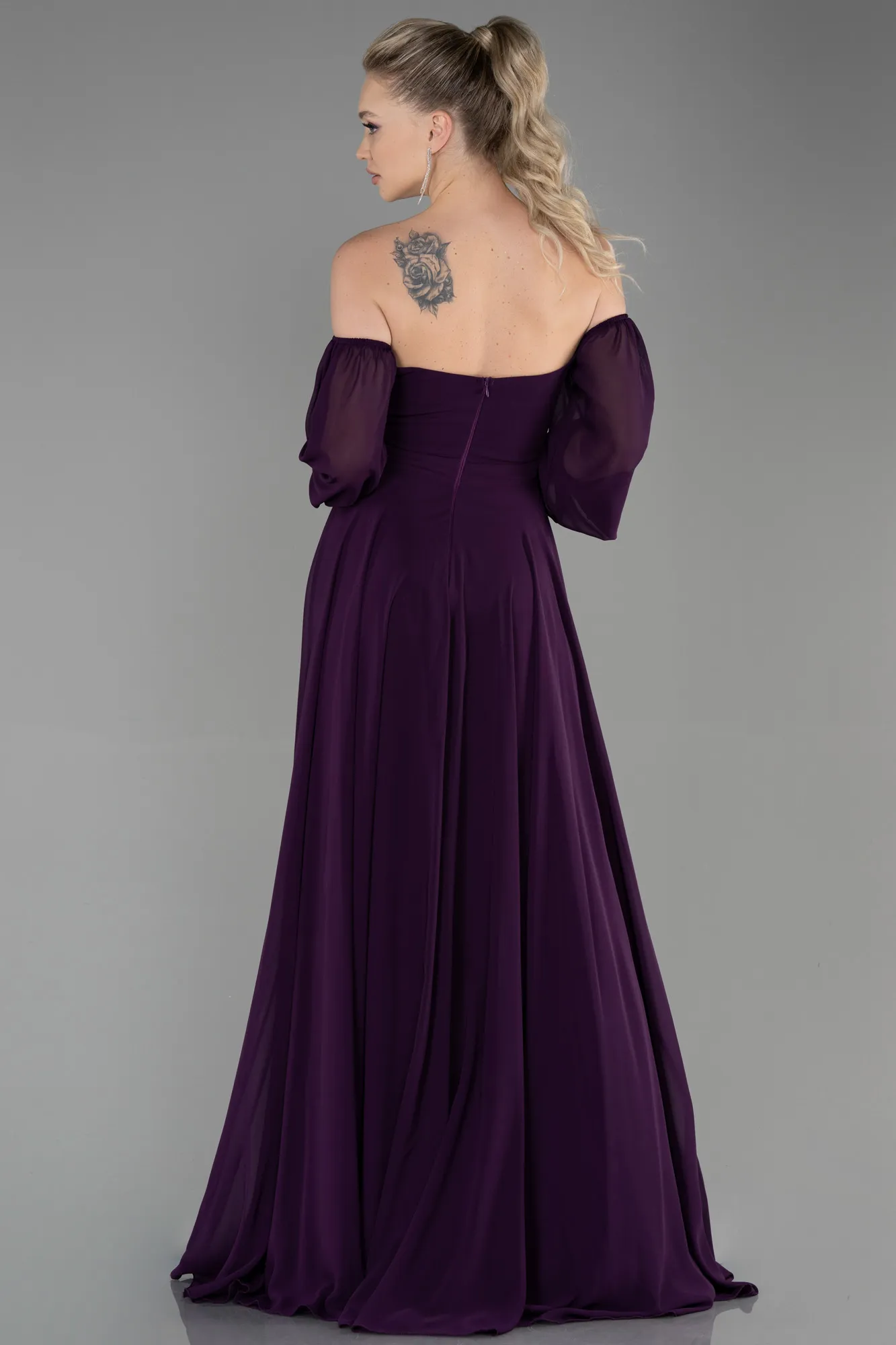 Purple-Long Chiffon Prom Gown ABU2457