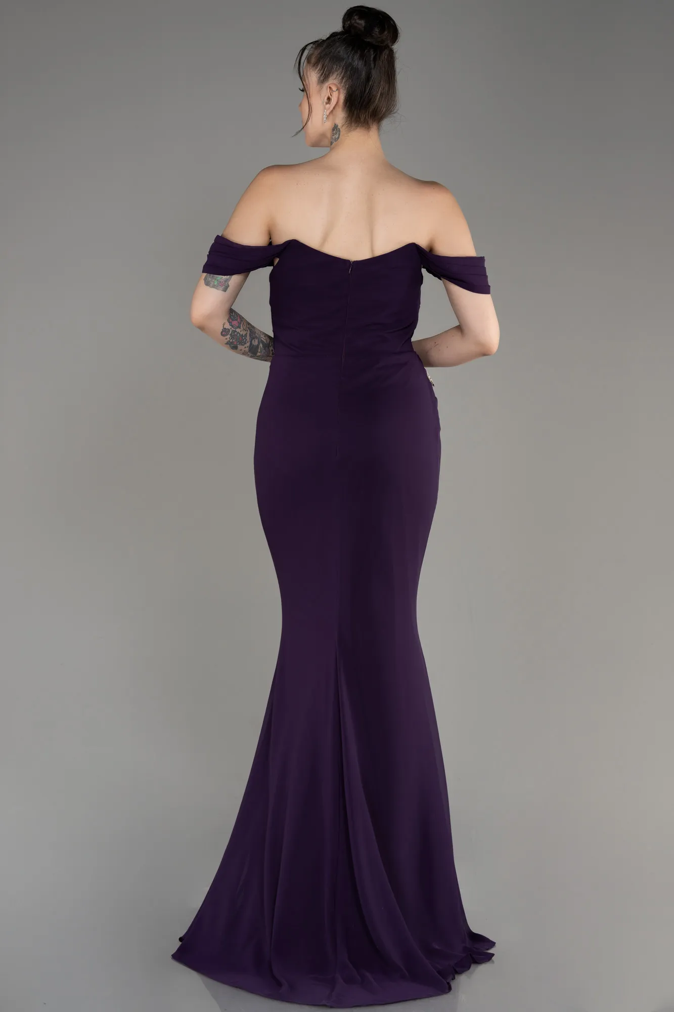 Purple-Long Chiffon Prom Gown ABU3211