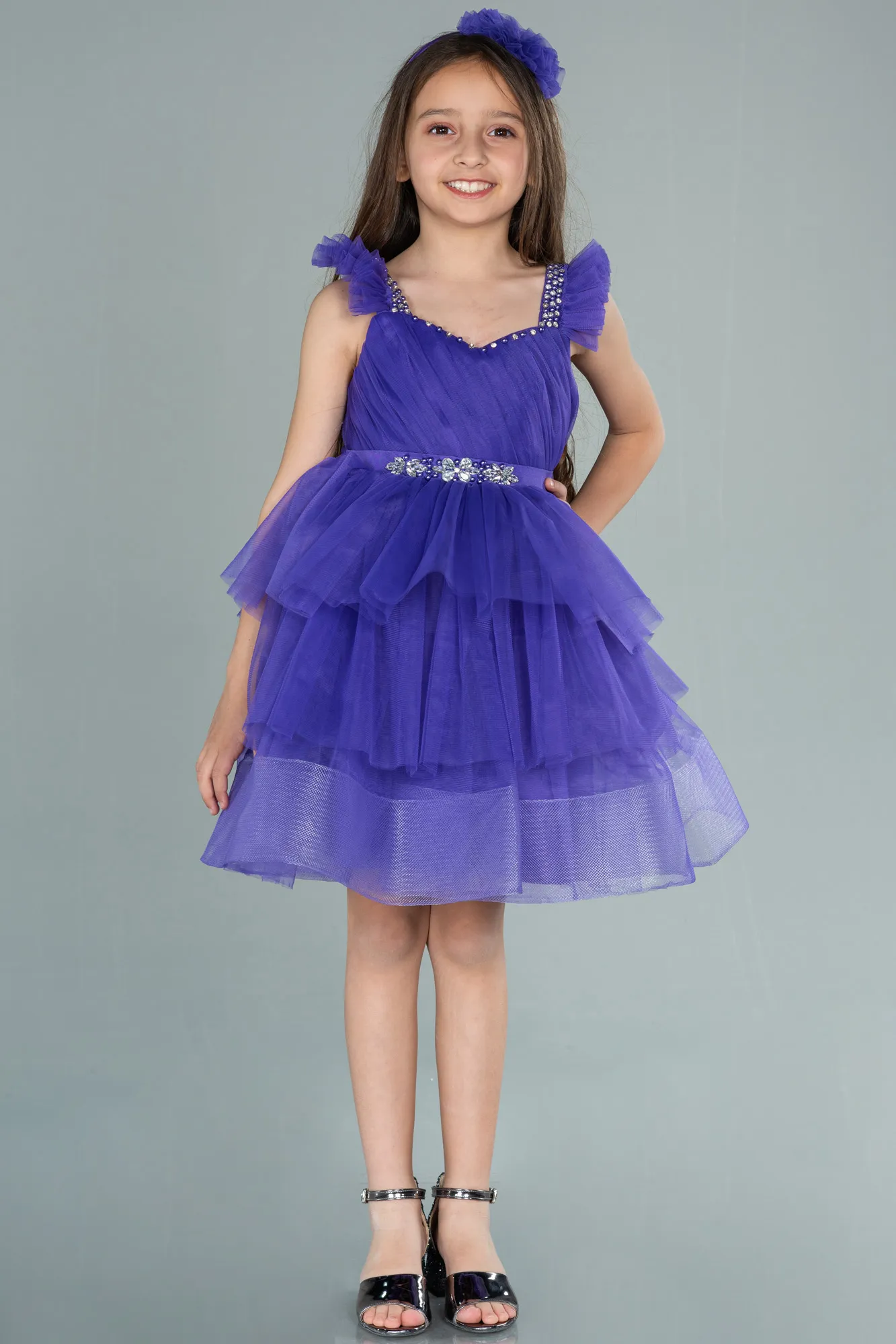 Purple-Long Girl Dress ABU2290