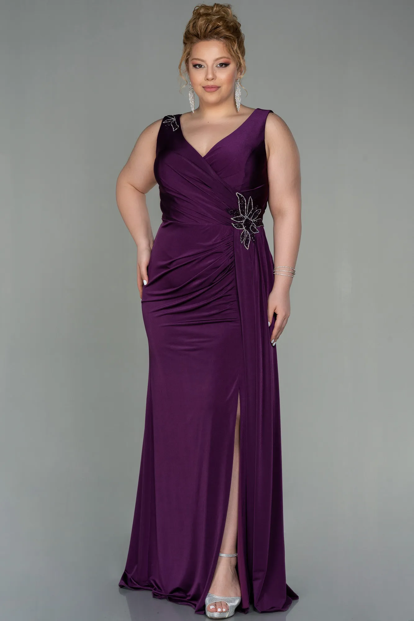 Purple-Long Large Size Dress ABU2927