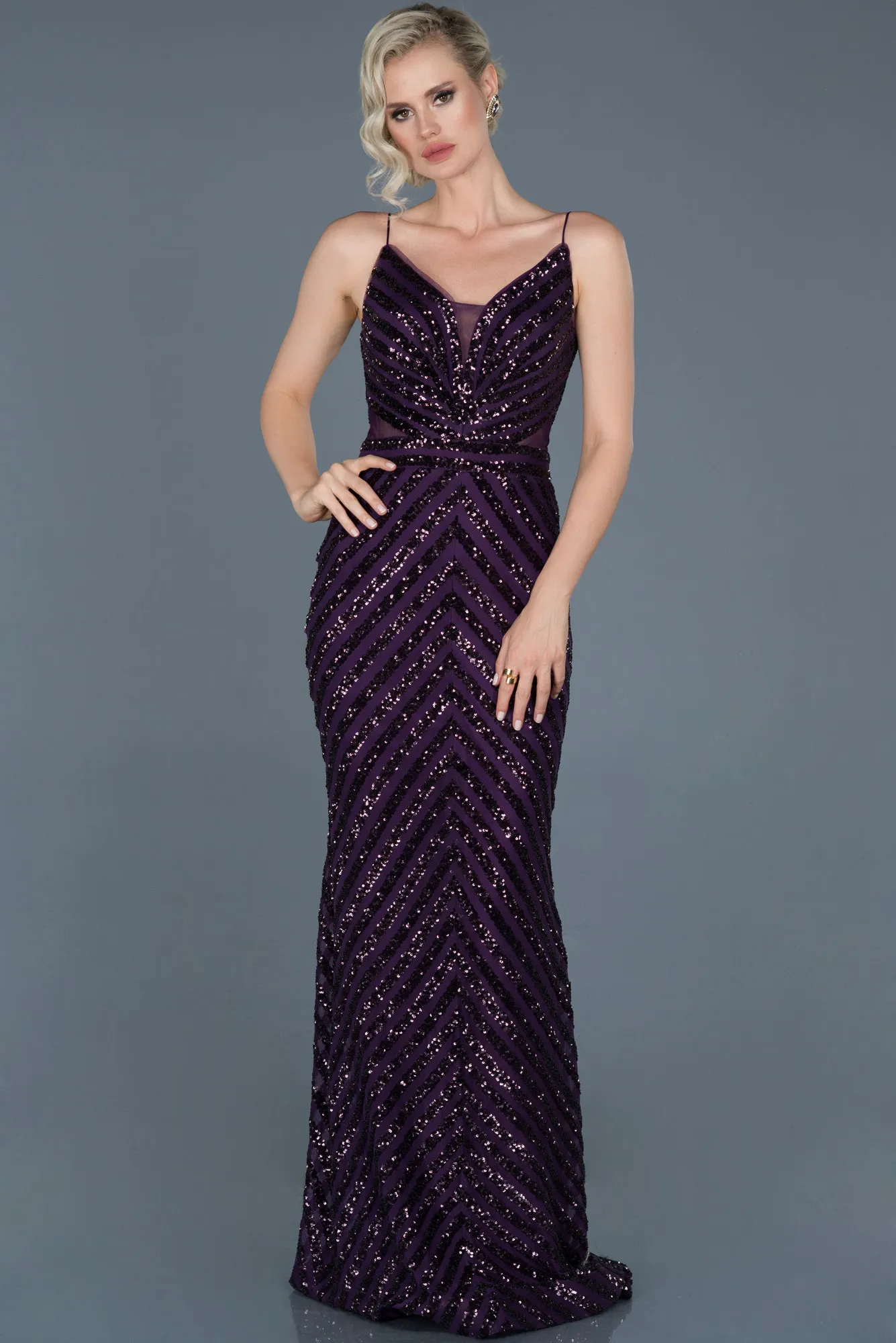 Purple-Long Mermaid Evening Dress ABU892