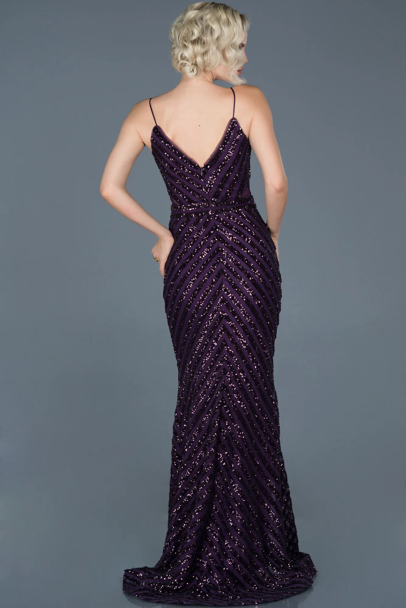 Purple-Long Mermaid Evening Dress ABU892