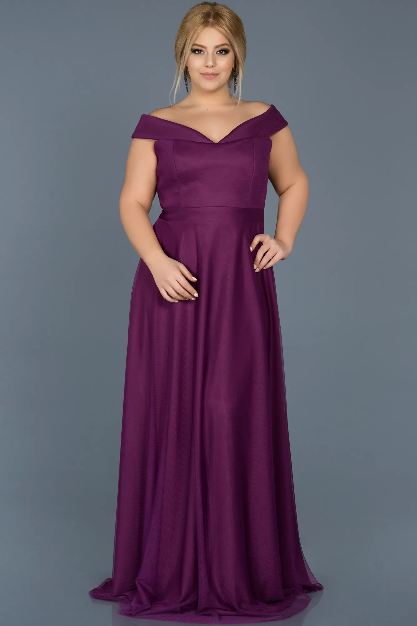 Purple-Long Oversized Evening Dress ABU020