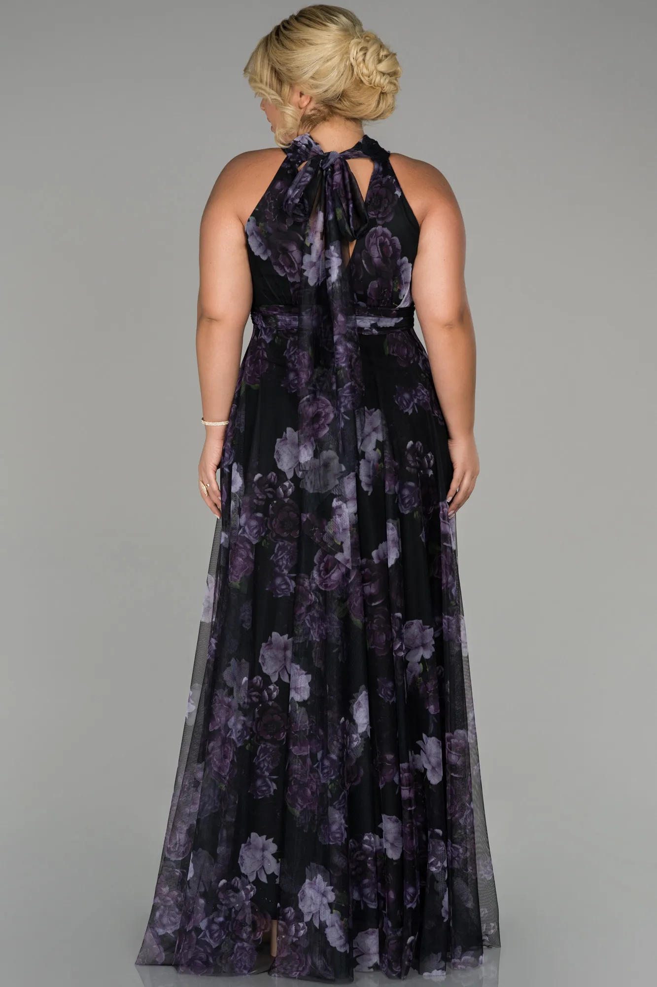 Purple-Long Oversized Evening Dress ABU1447