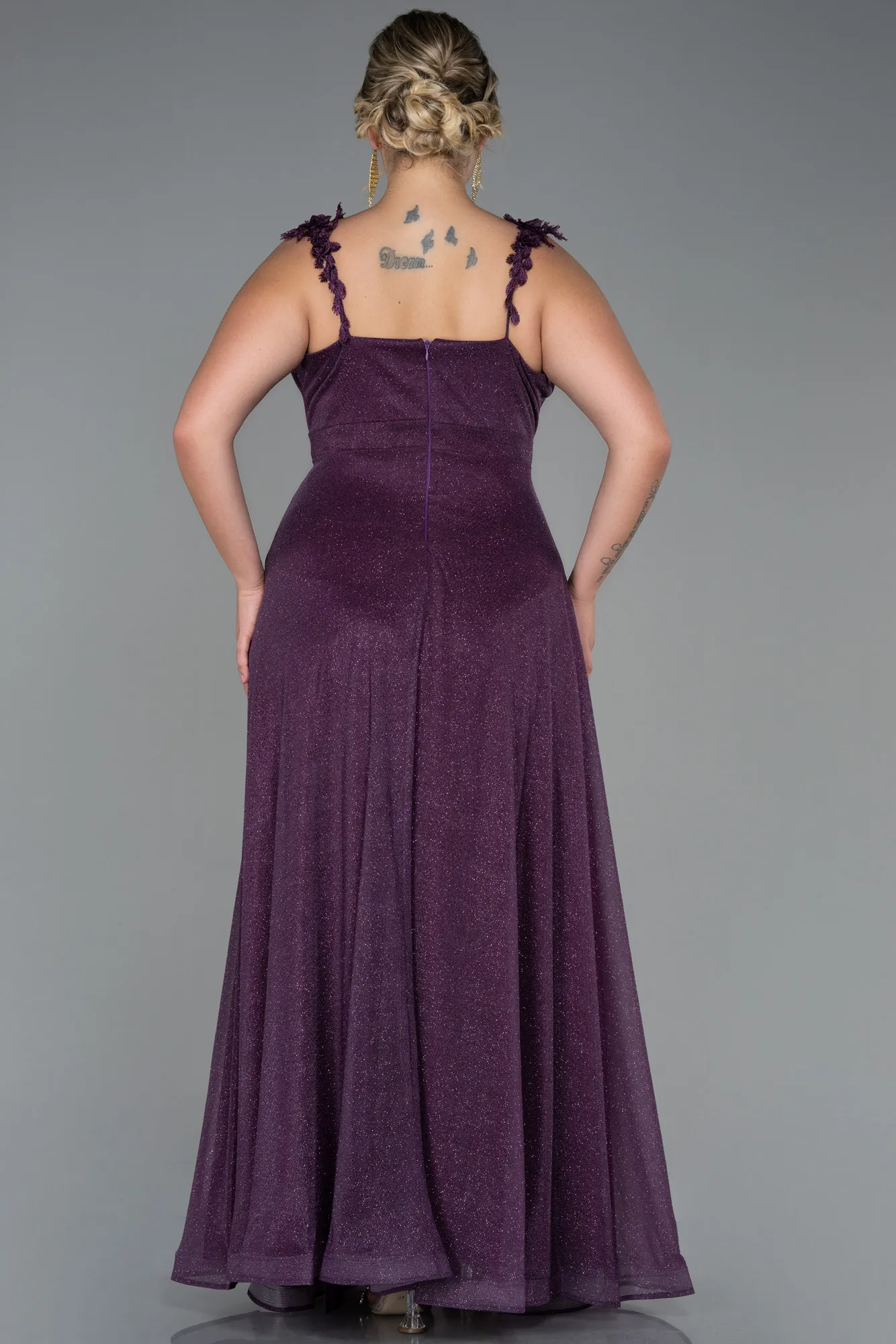Purple-Long Oversized Evening Dress ABU3174