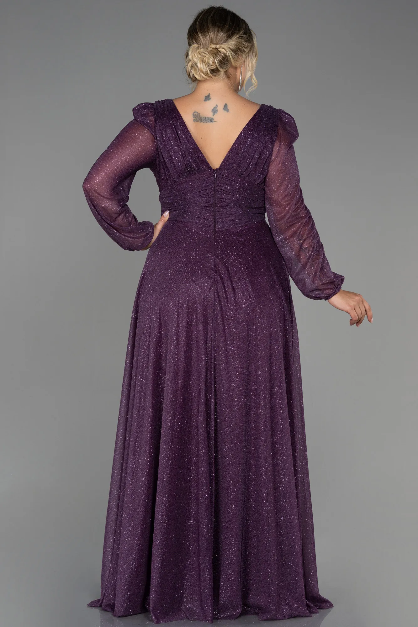 Purple-Long Oversized Evening Dress ABU3218