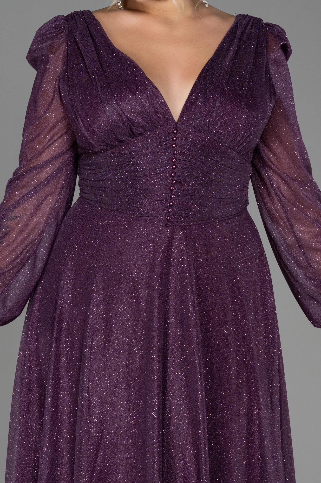 Purple-Long Oversized Evening Dress ABU3218