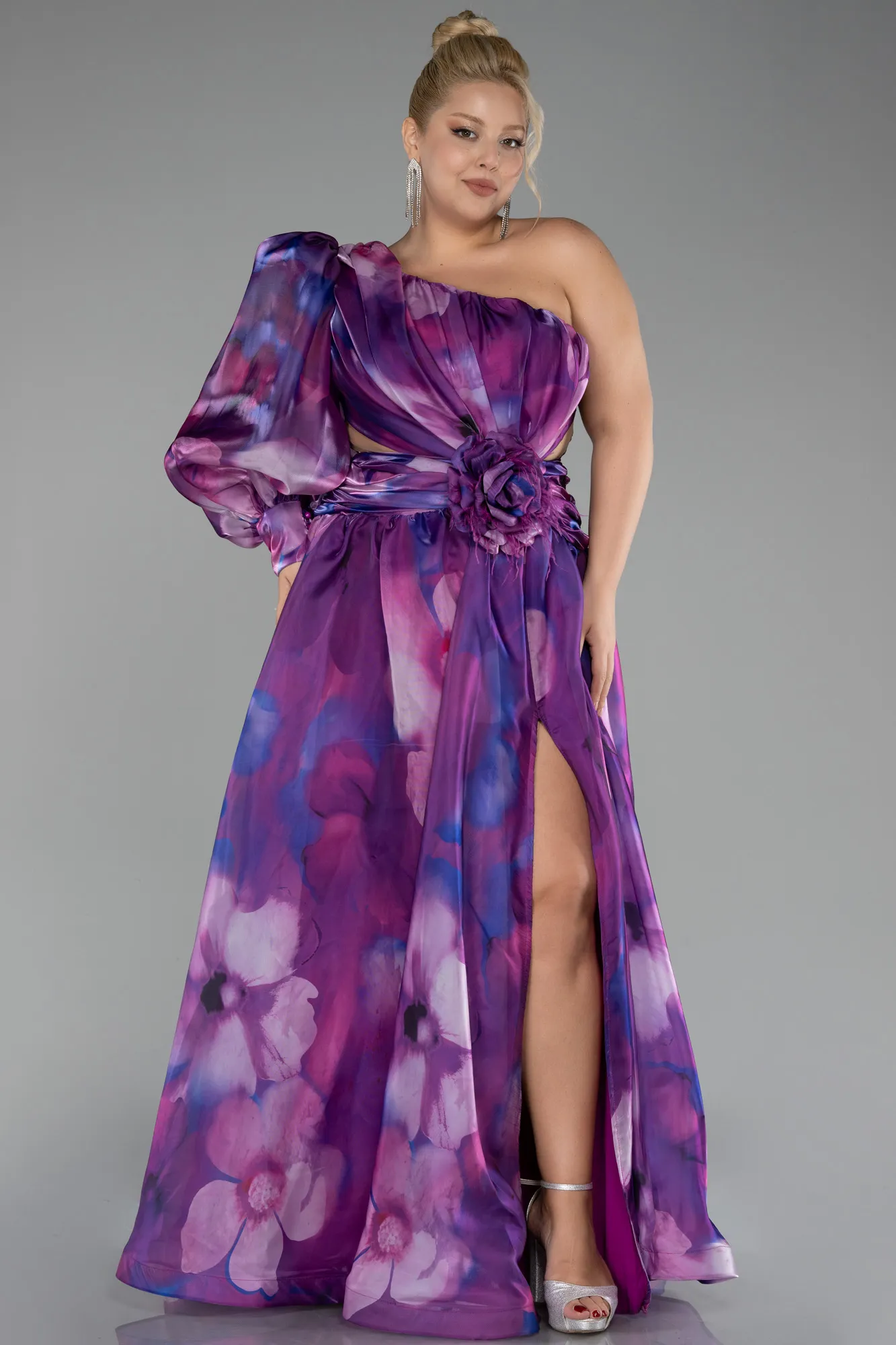 Purple-Long Plus Size Engagement Dress ABU4218