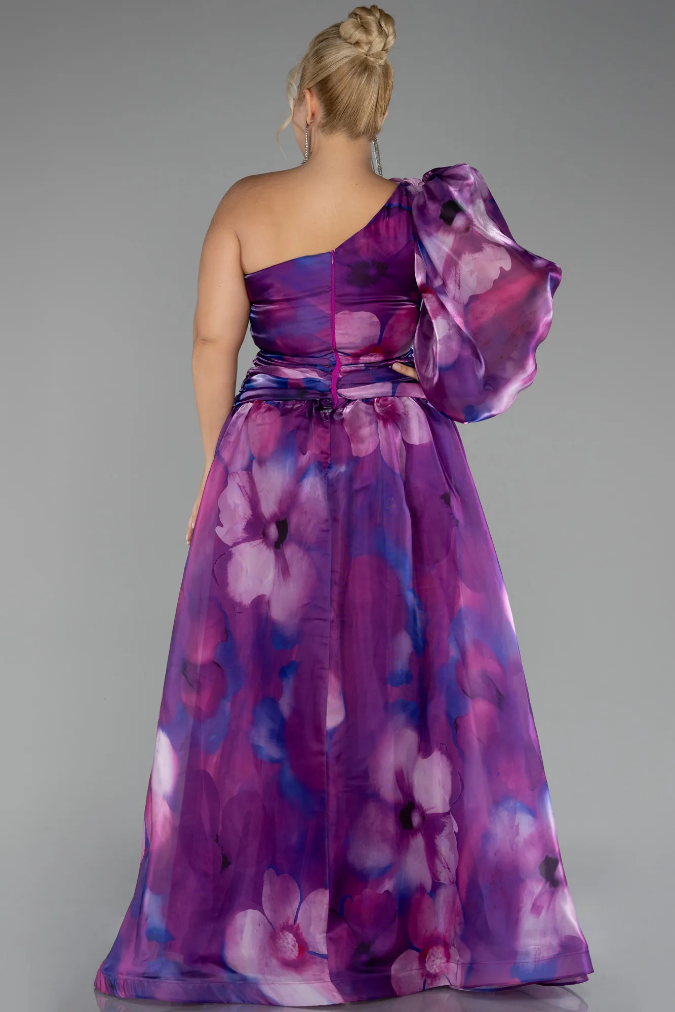 Purple-Long Plus Size Engagement Dress ABU4218