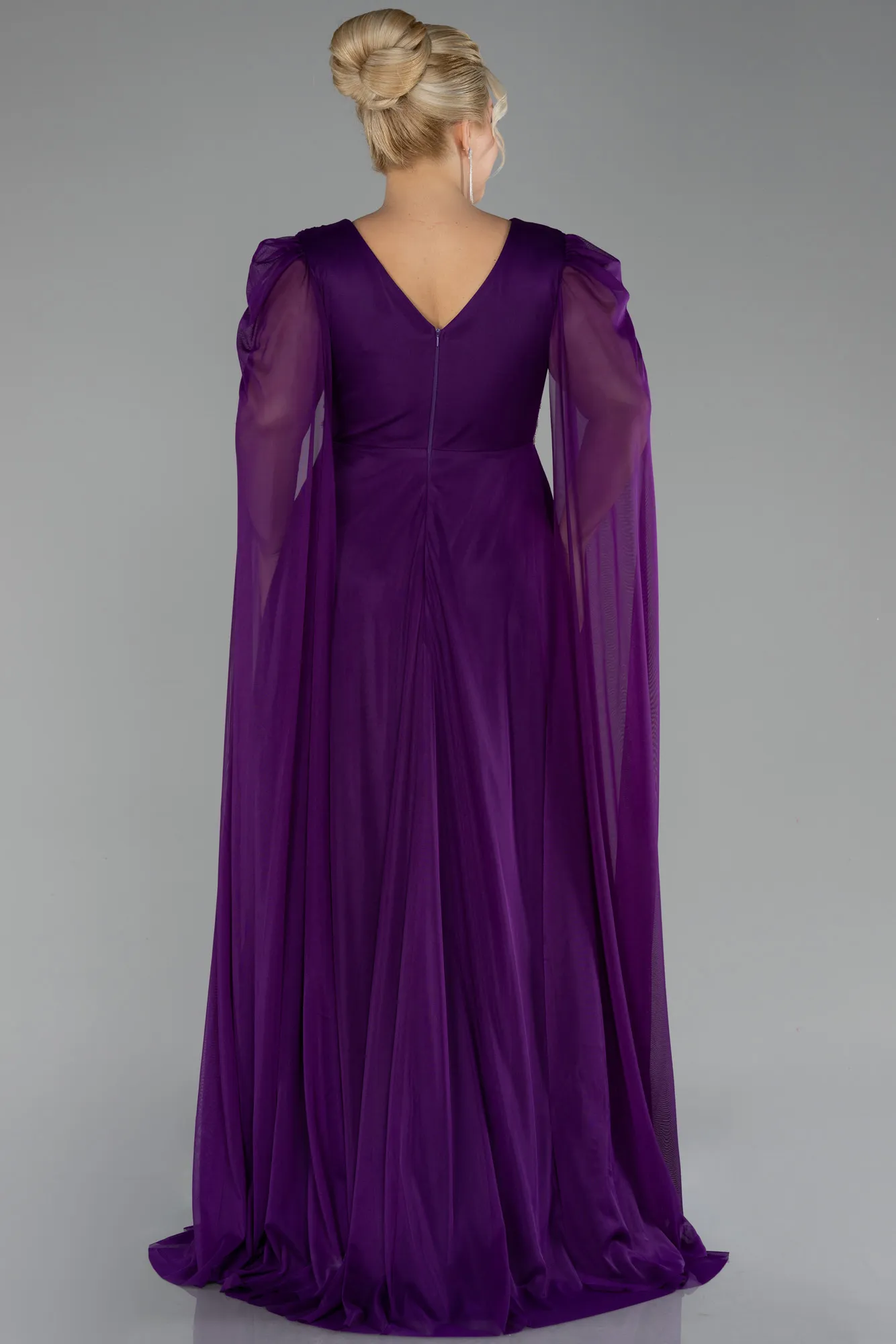 Purple-Long Plus Size Engagement Dress ABU4259