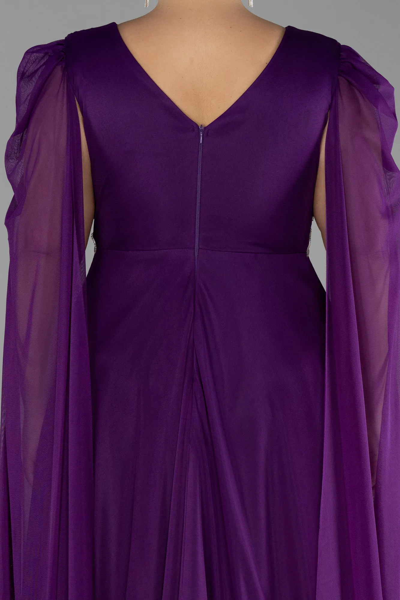 Purple-Long Plus Size Engagement Dress ABU4259