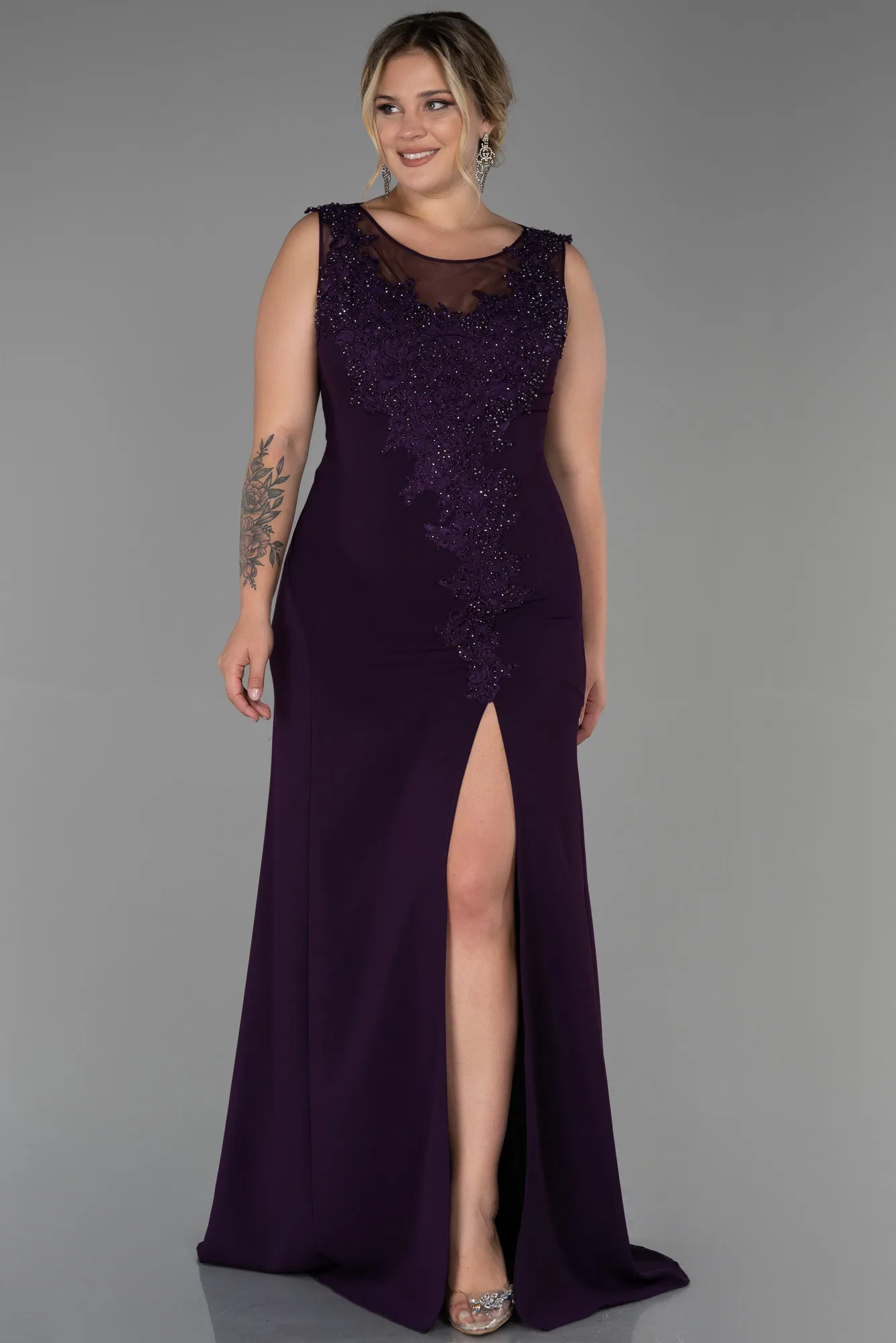 Purple-Long Plus Size Evening Dress ABU1870