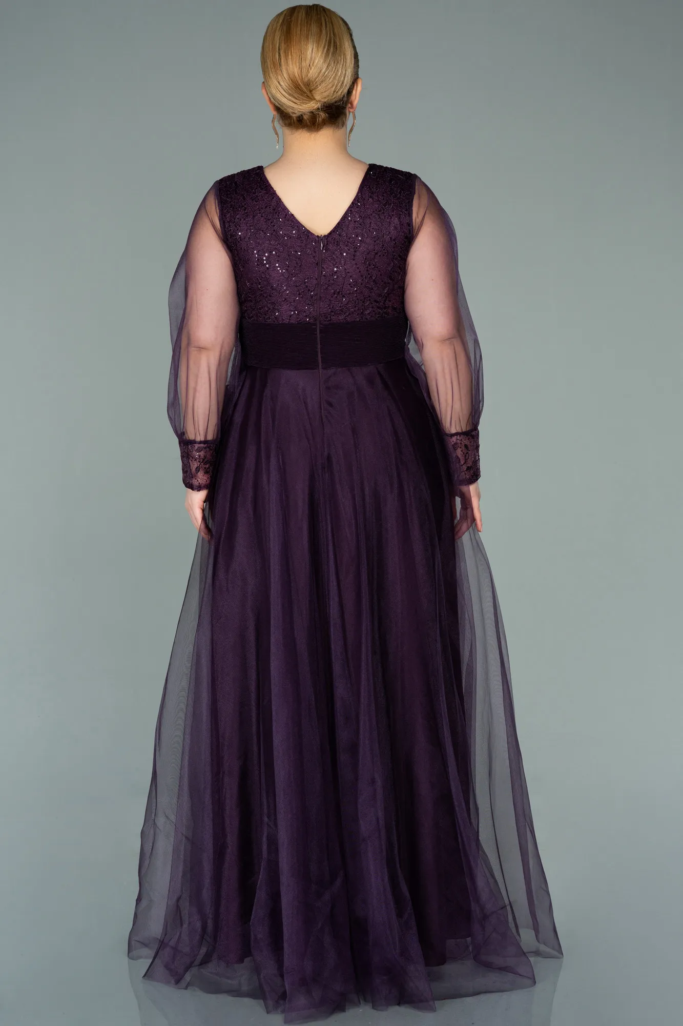 Purple-Long Plus Size Evening Dress ABU2196