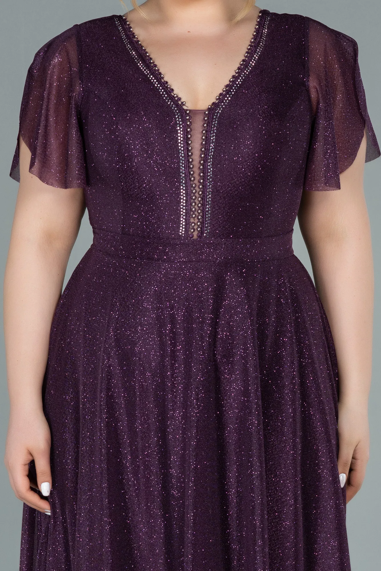 Purple-Long Plus Size Evening Dress ABU2310