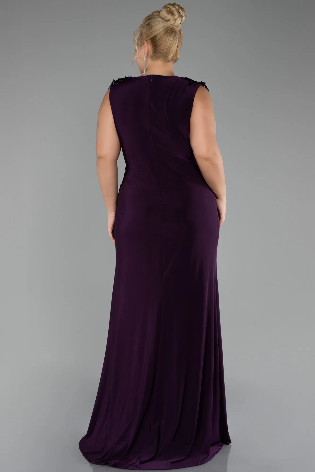 Purple-Long Plus Size Evening Dress ABU2854