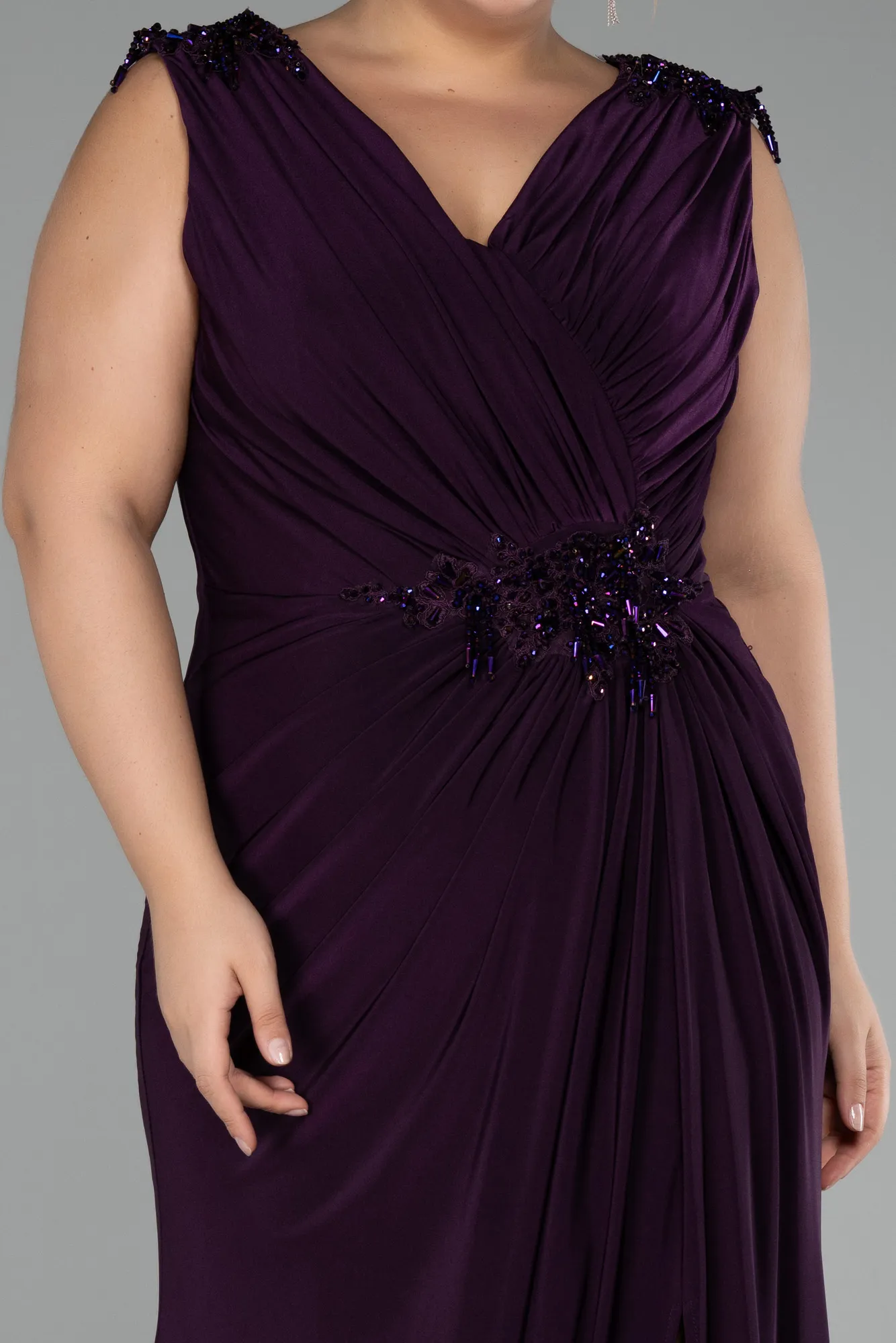 Purple-Long Plus Size Evening Dress ABU2854