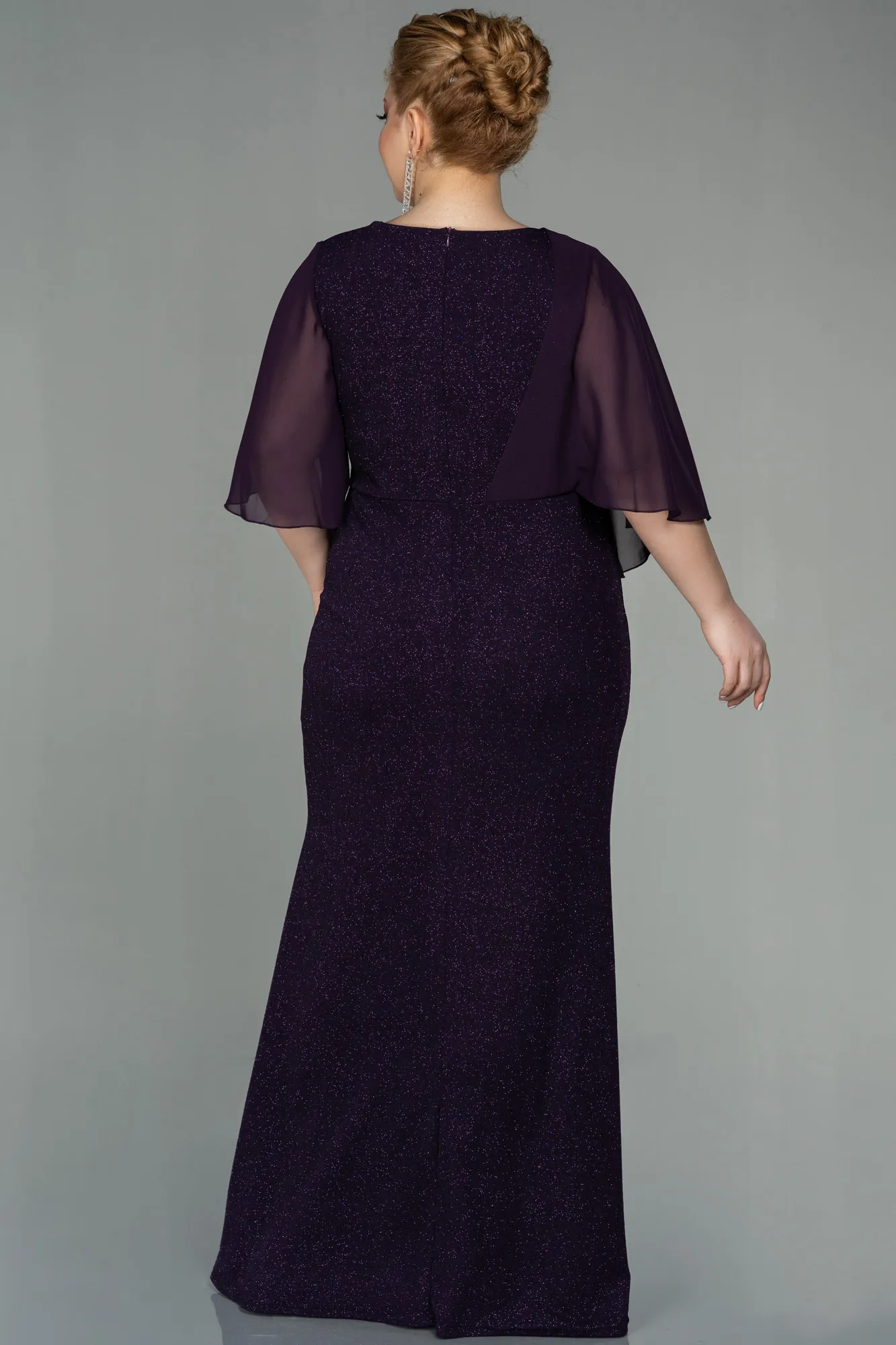 Purple-Long Plus Size Evening Dress ABU2857