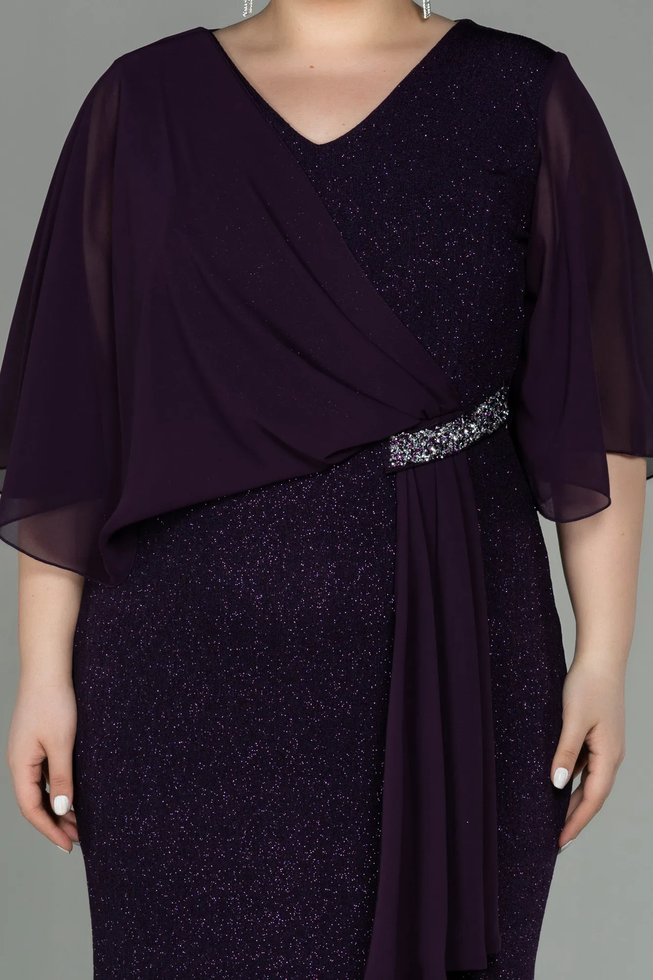 Purple-Long Plus Size Evening Dress ABU2857