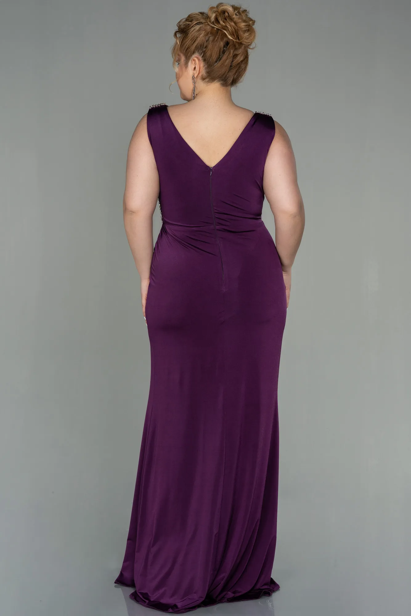 Purple-Long Plus Size Evening Dress ABU2931